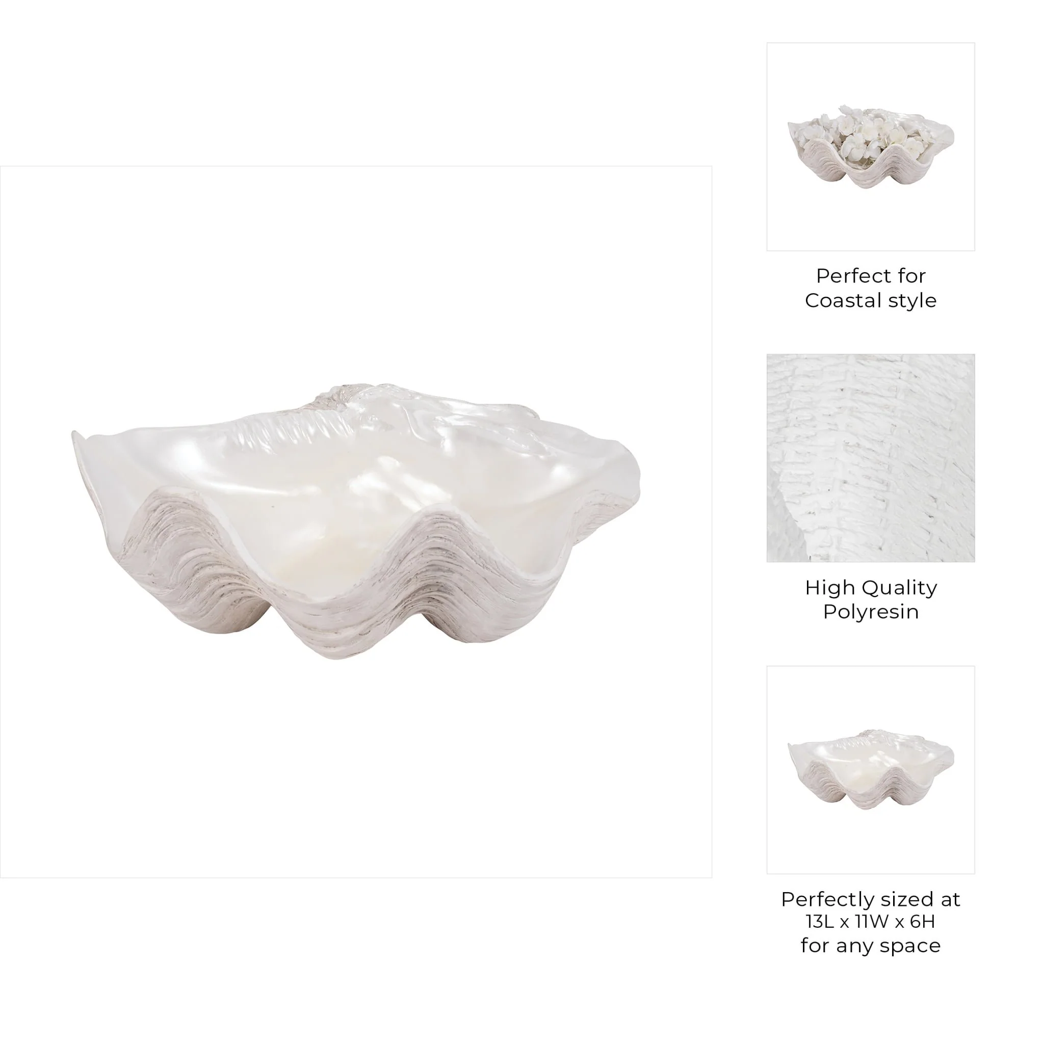 13" Pearlized Shell Bowl, Ivory - Image 10