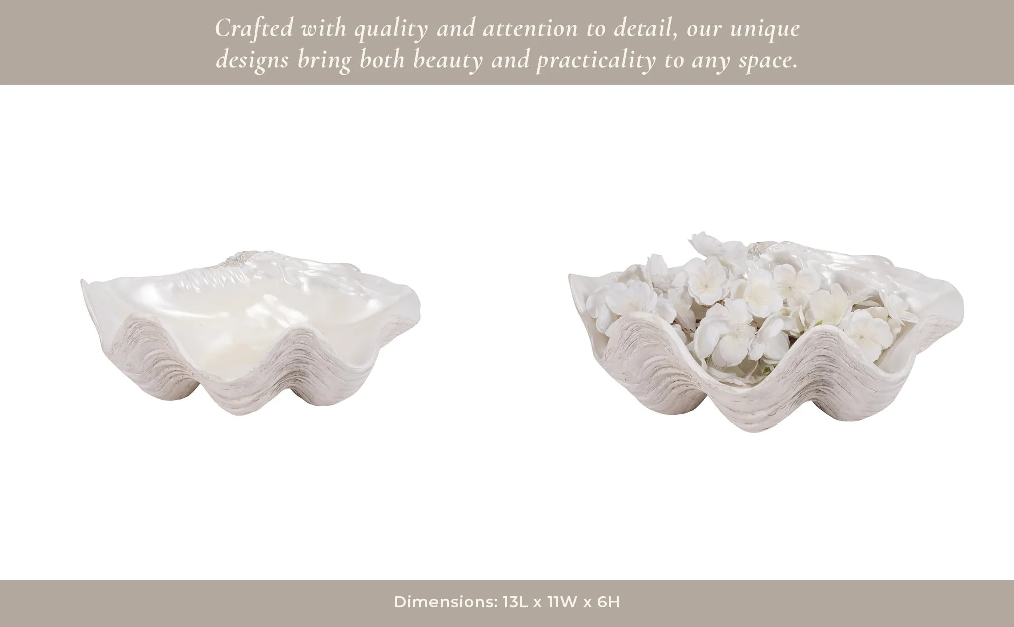 13" Pearlized Shell Bowl, Ivory - Image 15