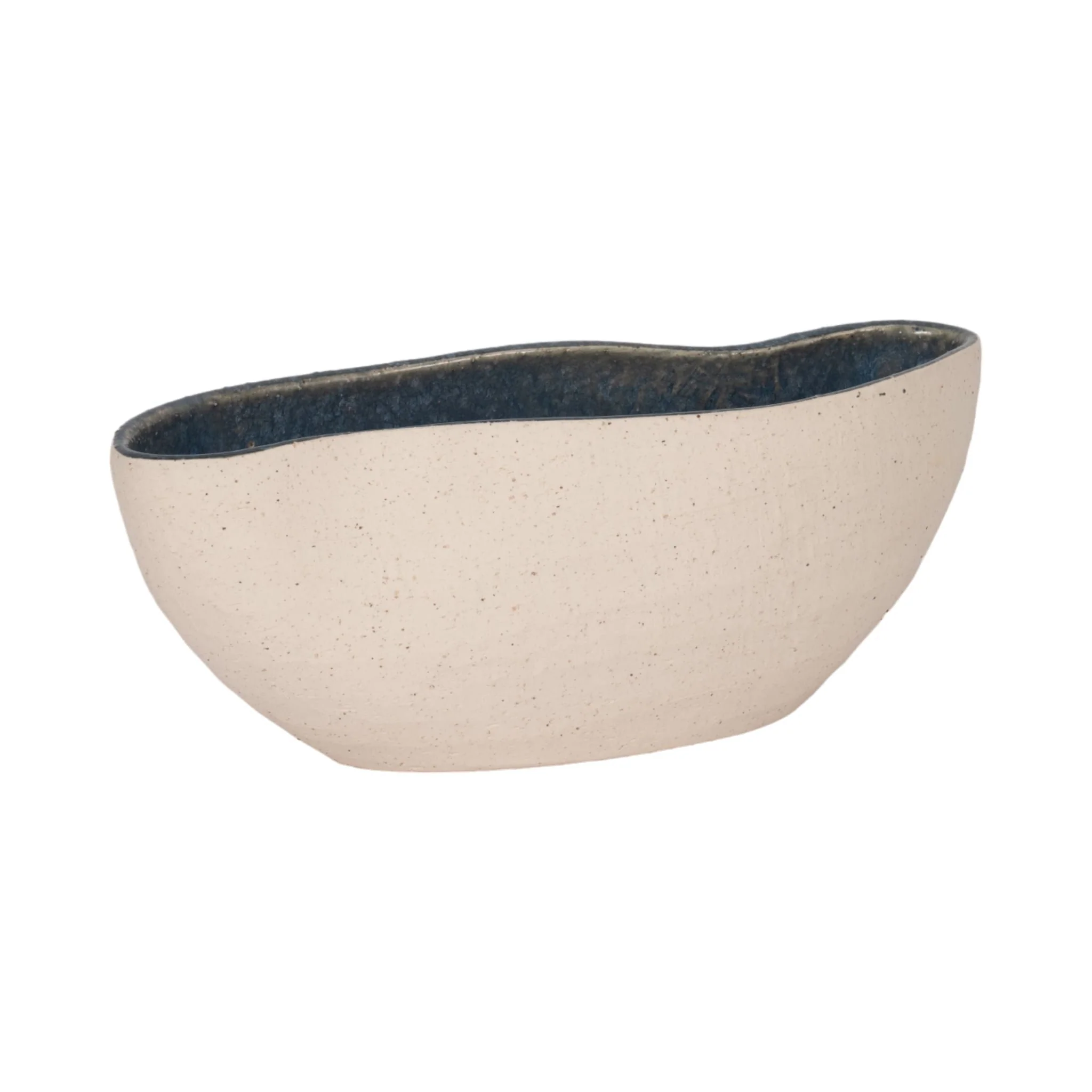13" Reactive Curvy Oval Bowl, Blue/white - Image 3