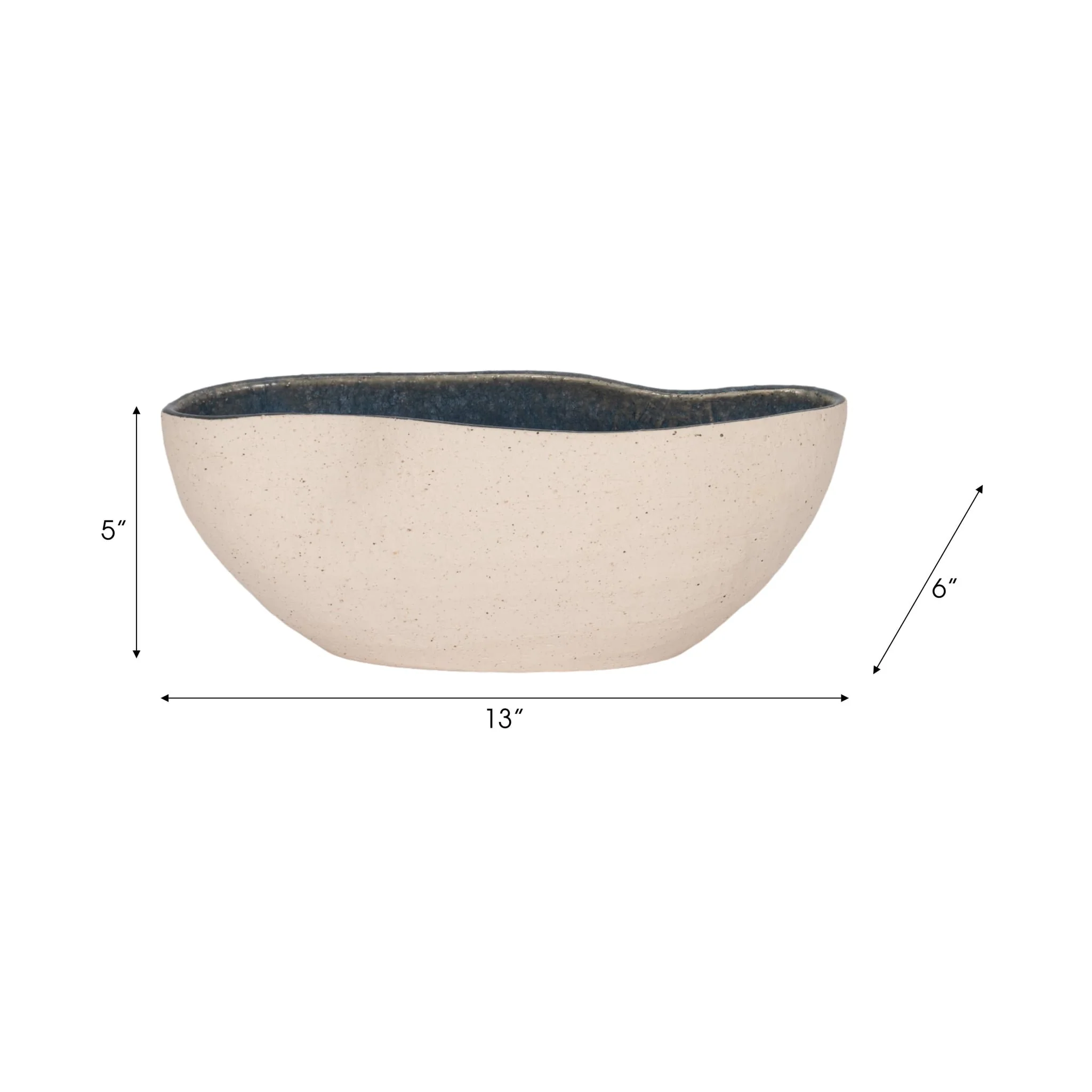 13" Reactive Curvy Oval Bowl, Blue/white - Image 8