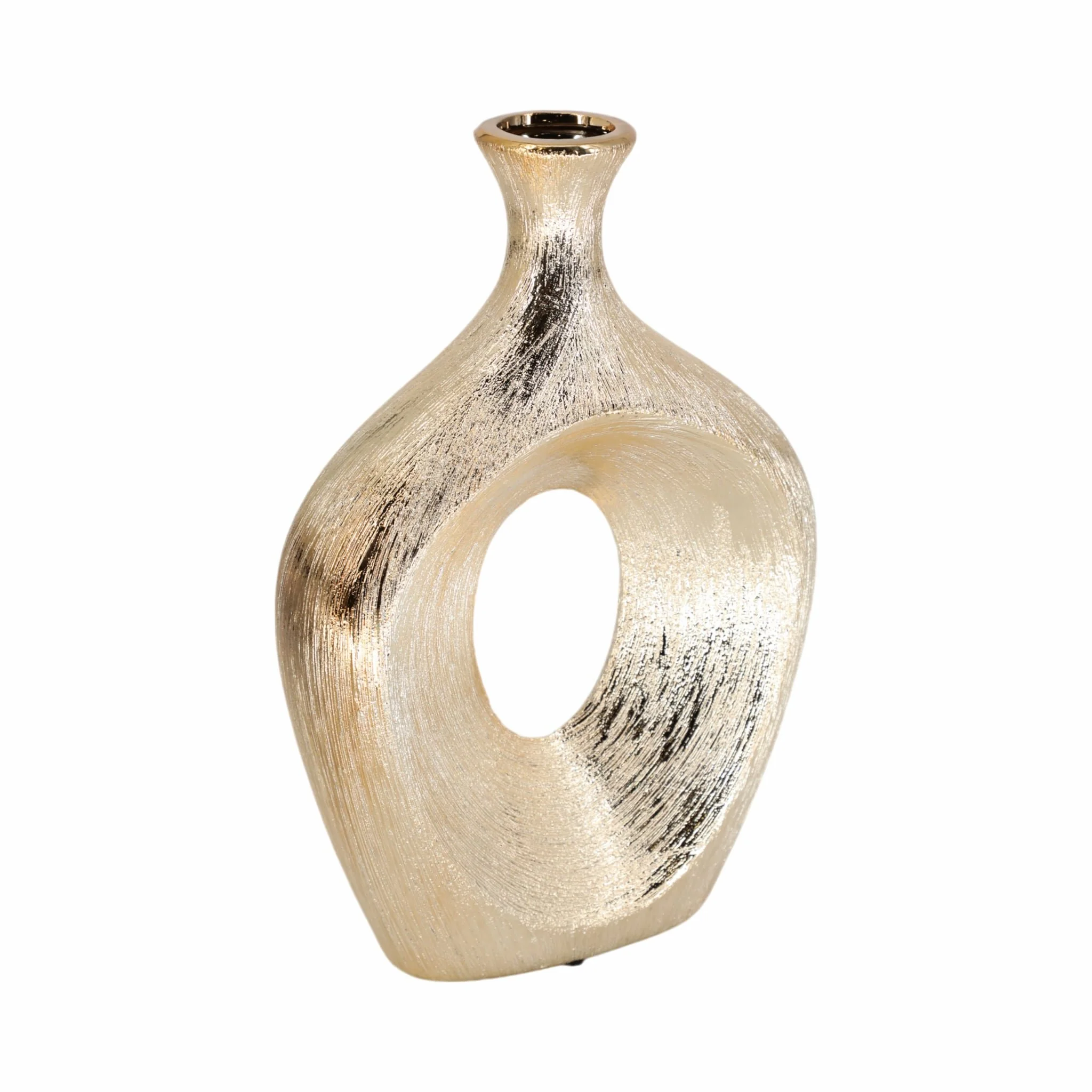 13" Scratched Oval Vase Cut-out, Champagne - Image 2
