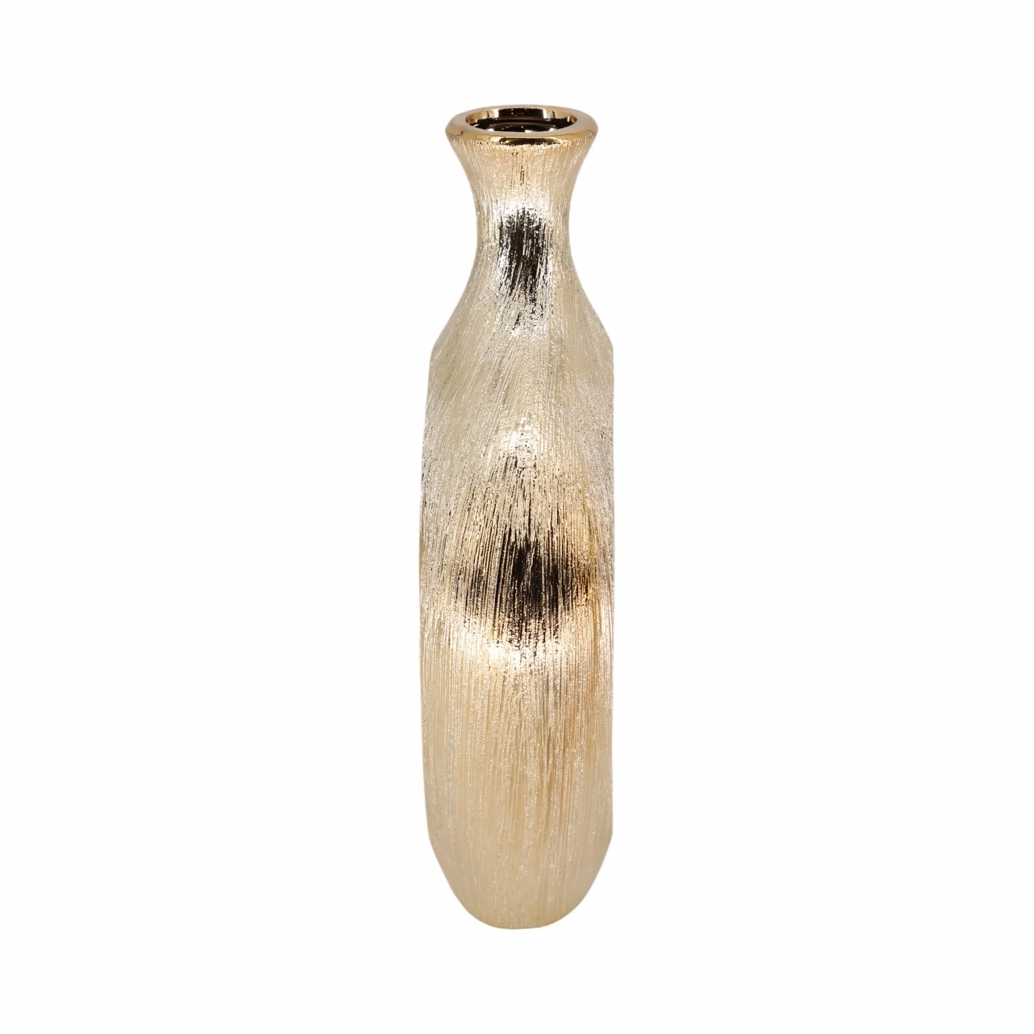 13" Scratched Oval Vase Cut-out, Champagne - Image 3