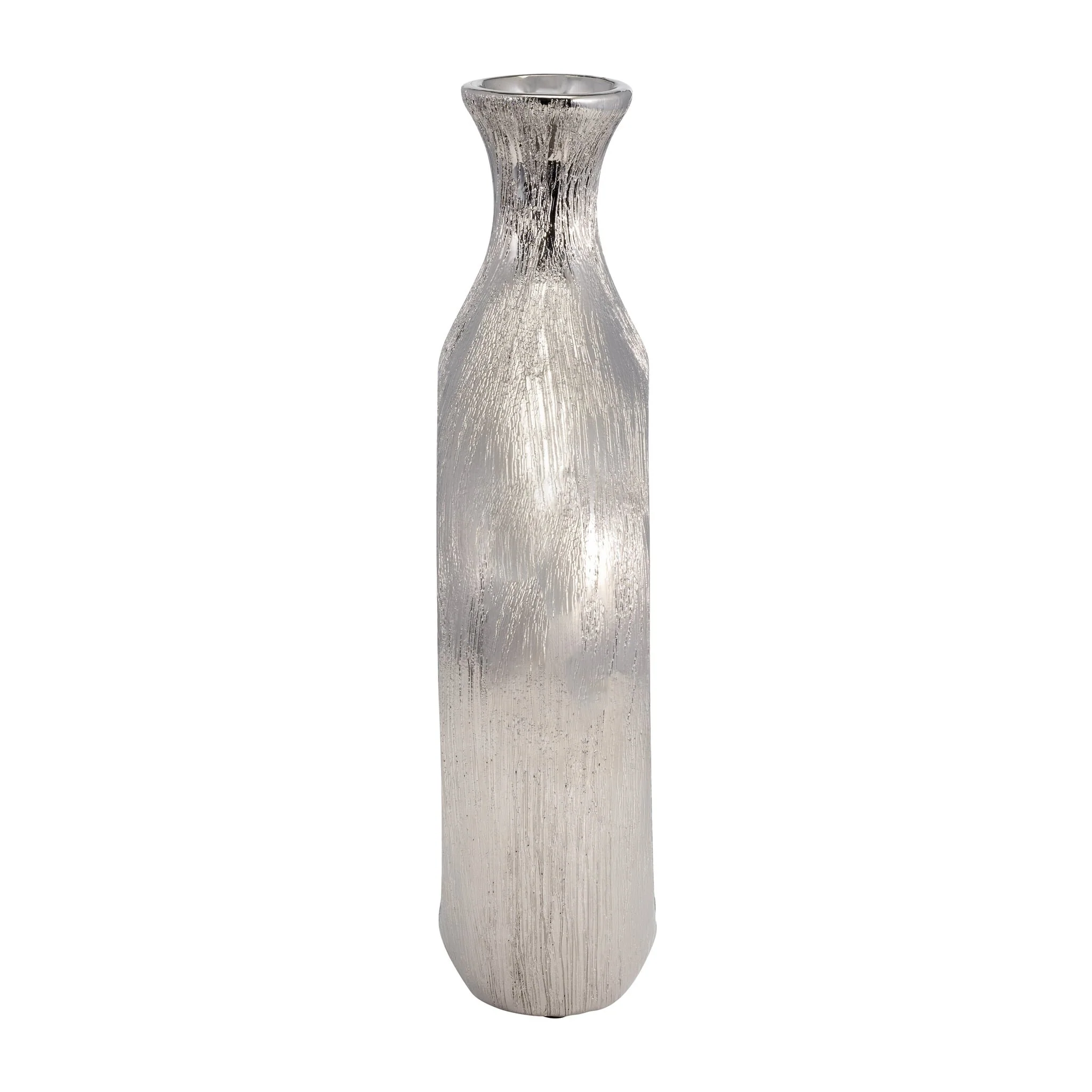 13" Scratched Oval Vase Cut-out, Silver - Image 3