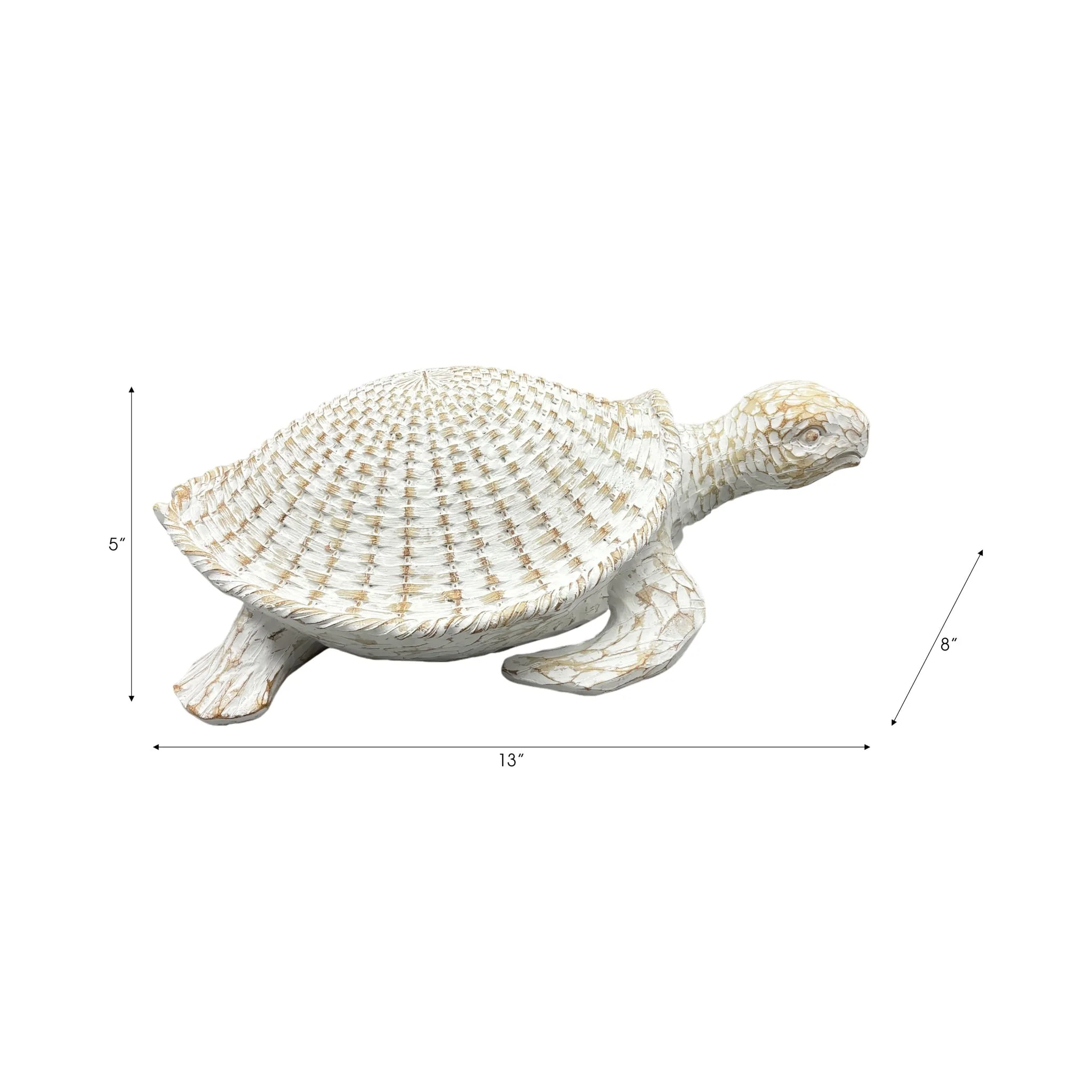 13"  Sea Turtle Woven Pattern, White - Image 8