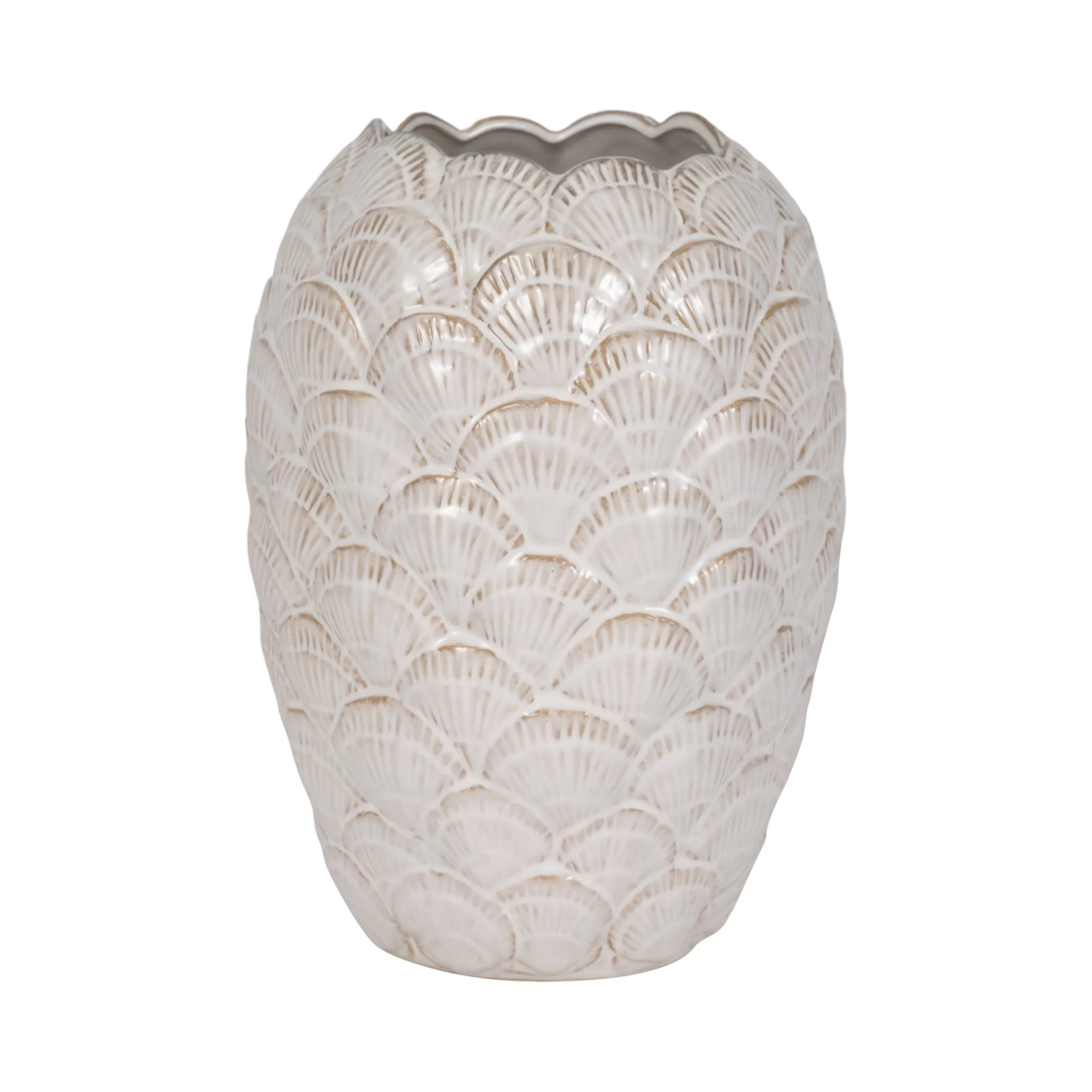13" Seashells Vase, White - Image 3