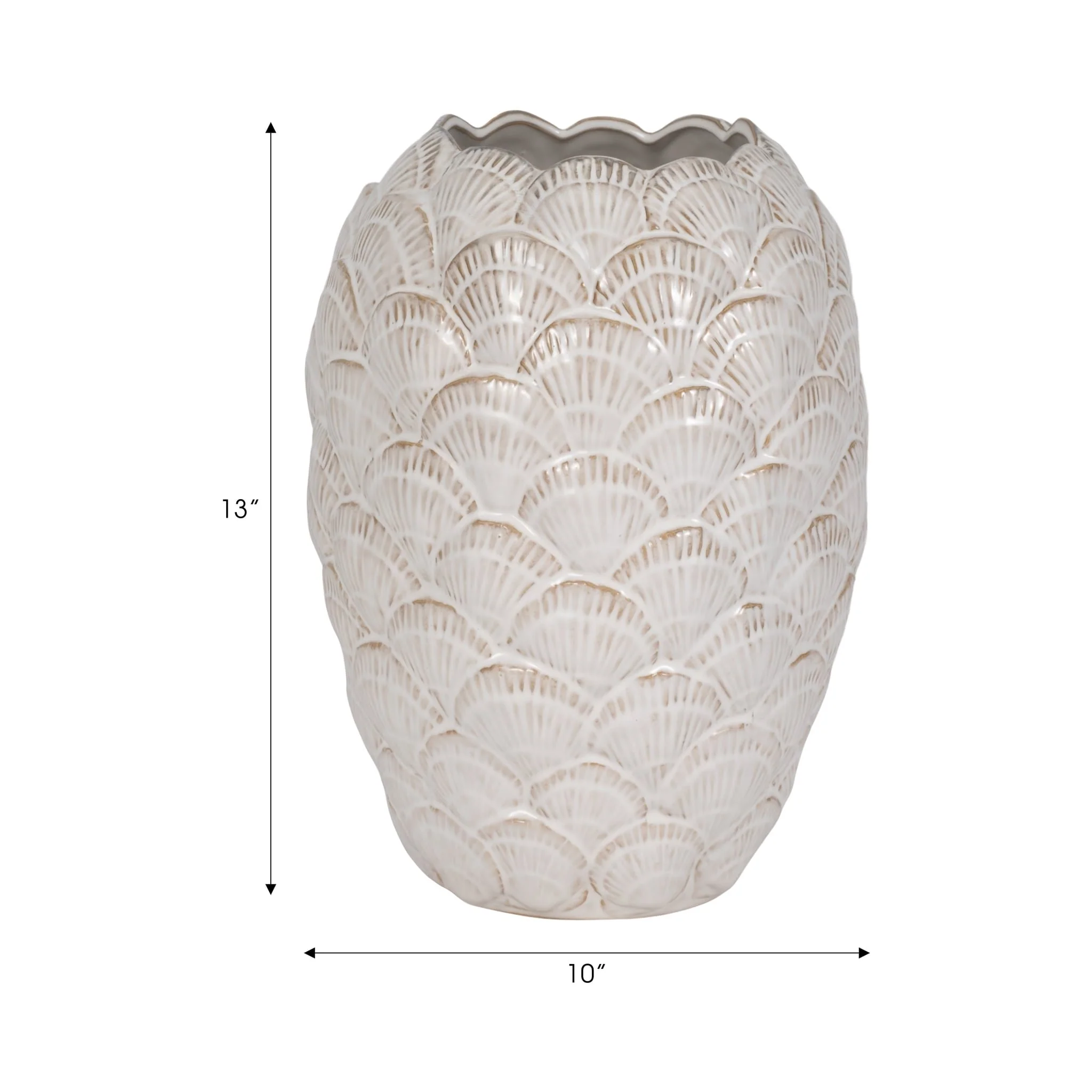 13" Seashells Vase, White - Image 7