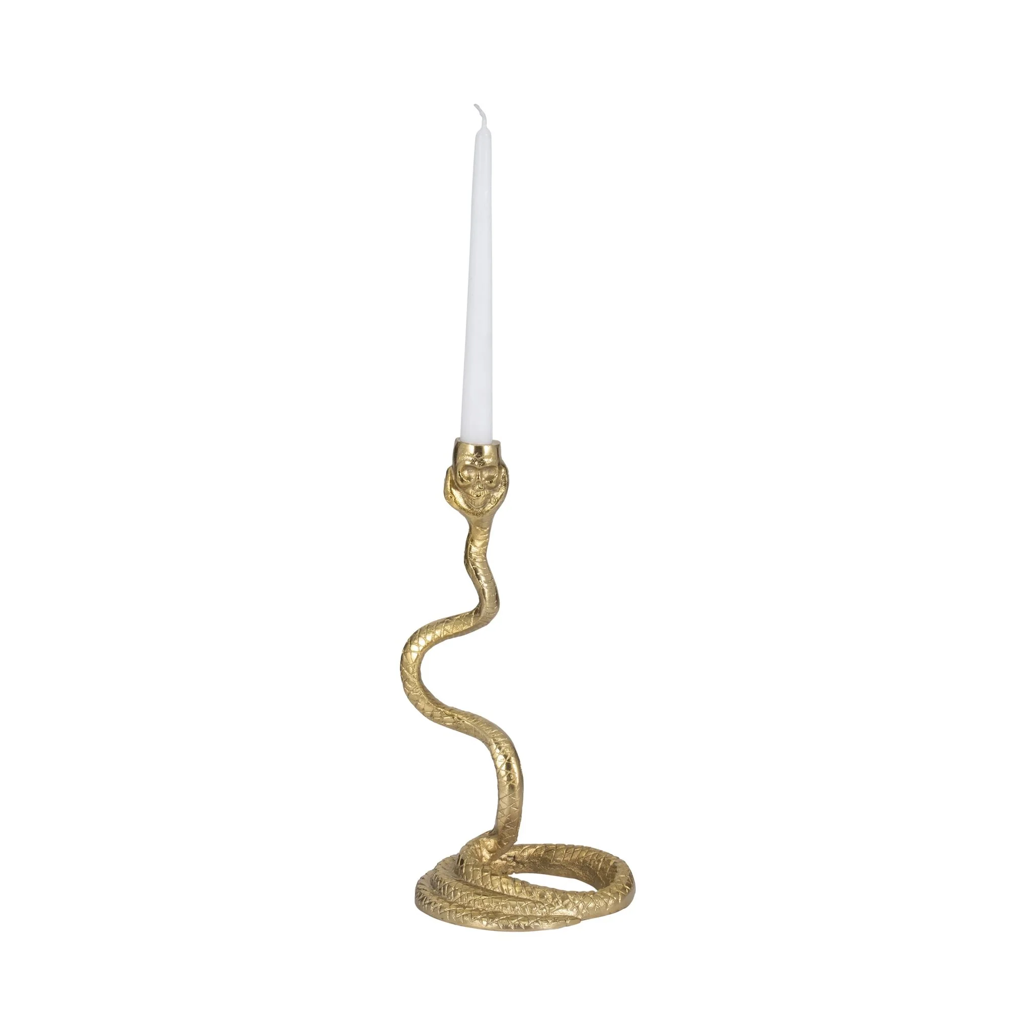 13" Snake Taper Candle Holder, Gold - Image 2