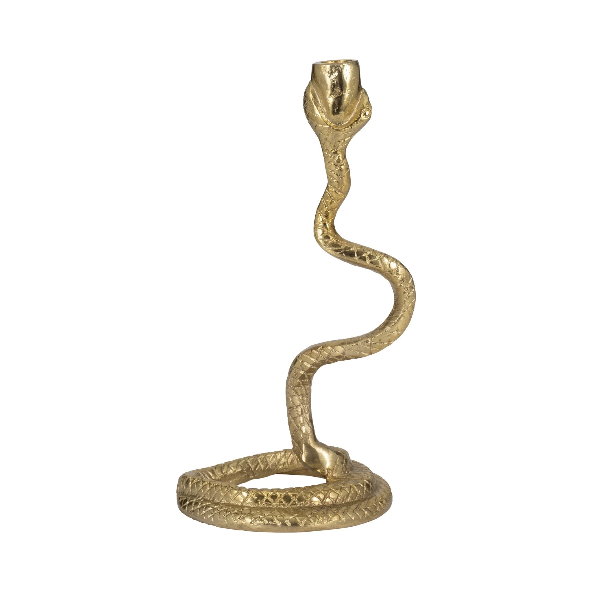 13" Snake Taper Candle Holder, Gold - Image 5
