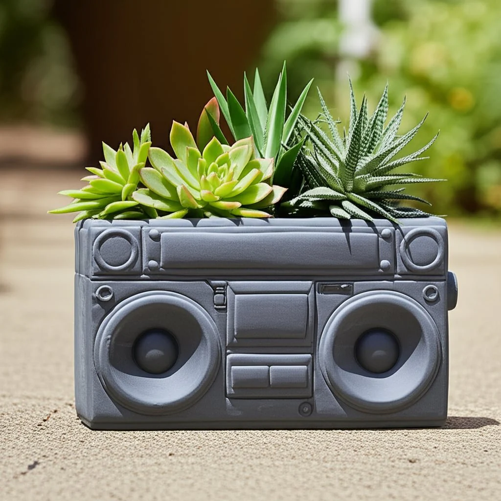 13" Stereo Planter, Grey - Image 12
