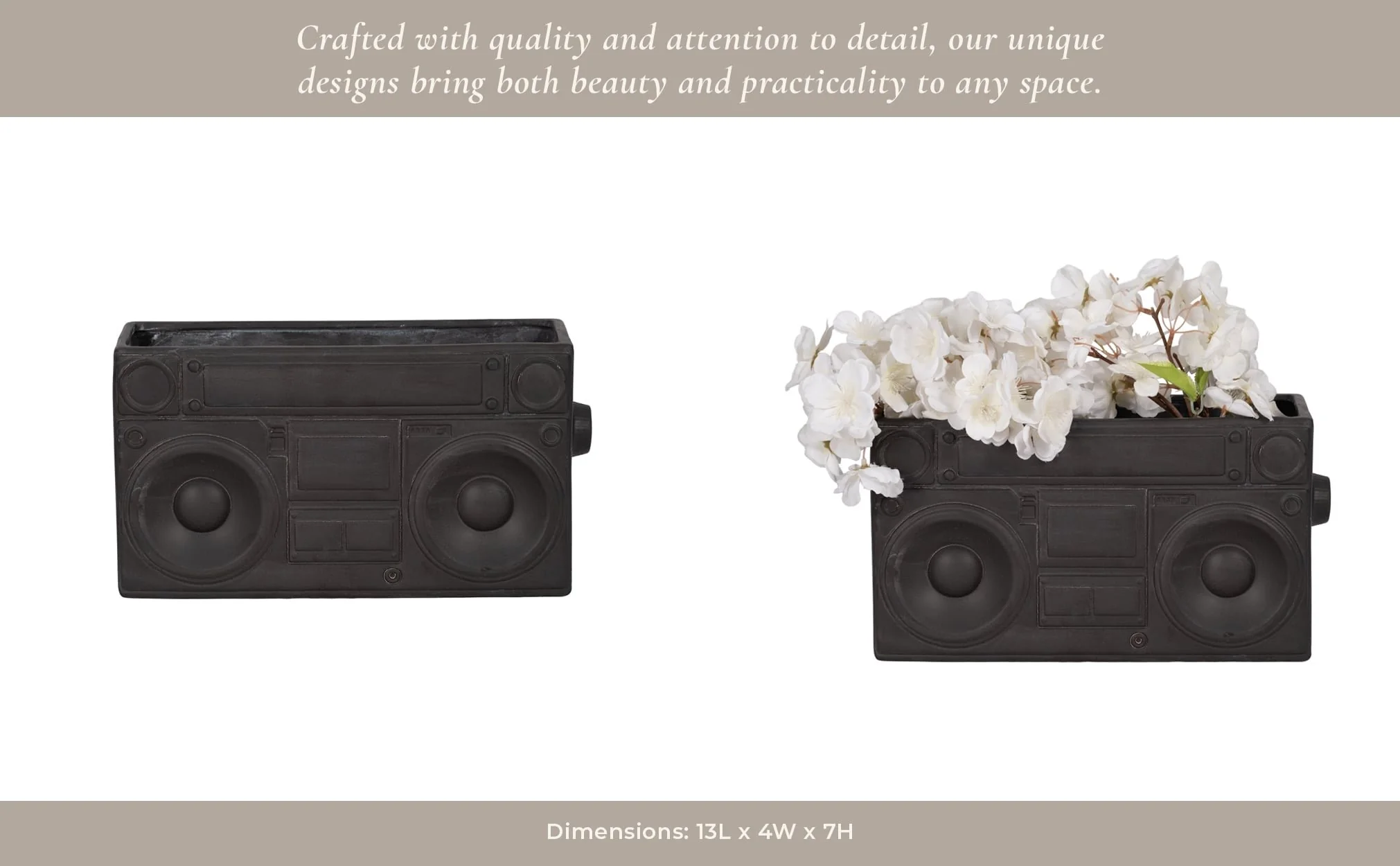 13" Stereo Planter, Grey - Image 13