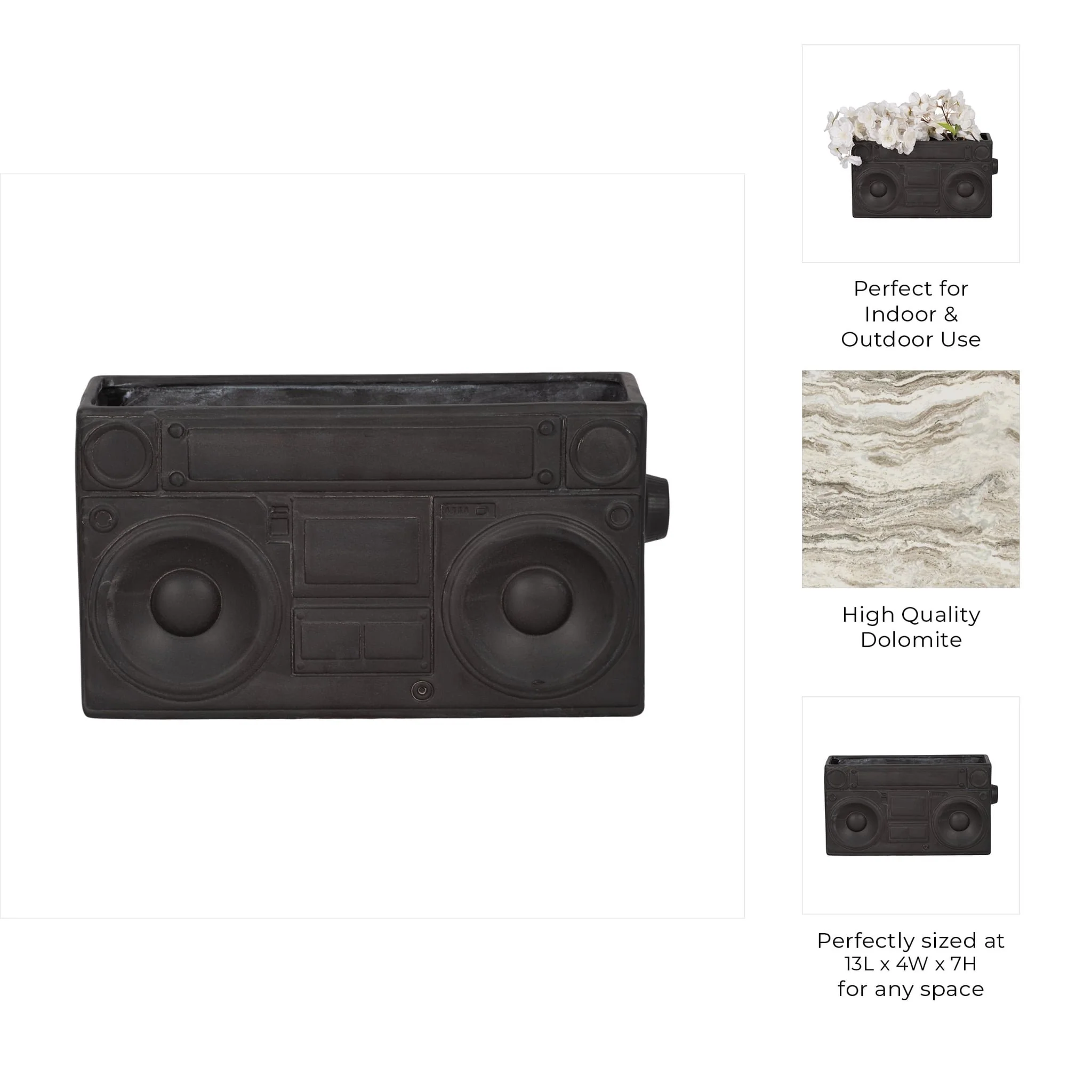 13" Stereo Planter, Grey - Image 9