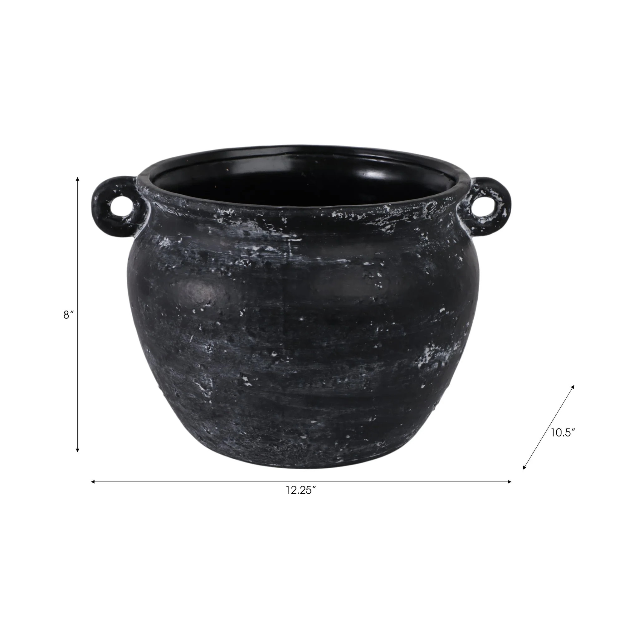 13" Textured Stoneware Jug Planter, Black - Image 8