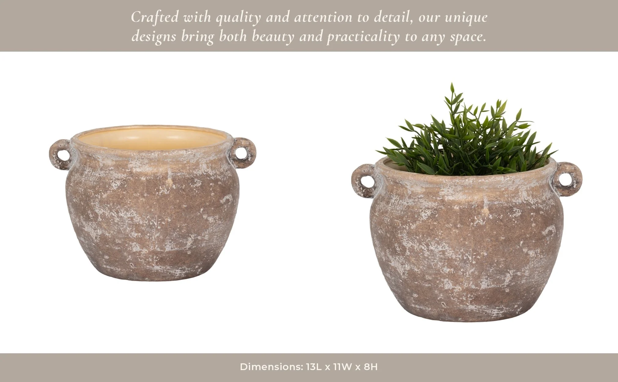 13" Textured Stoneware Jug Planter, Ivory - Image 13