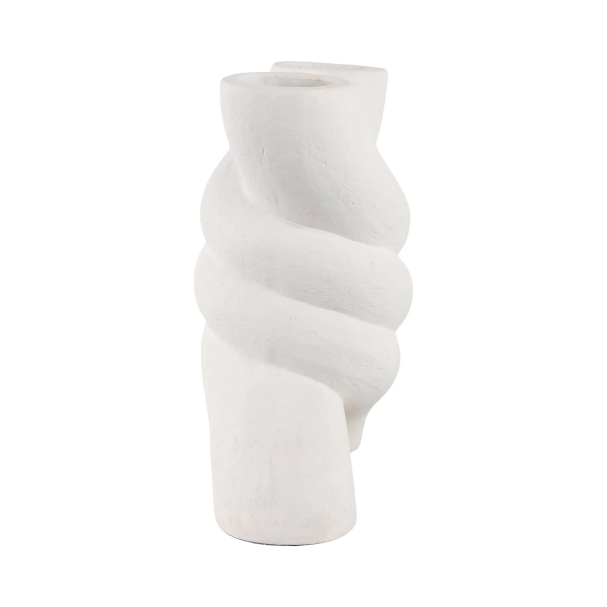 13" Twisted X Shape Terracotta Vase, White - Image 3