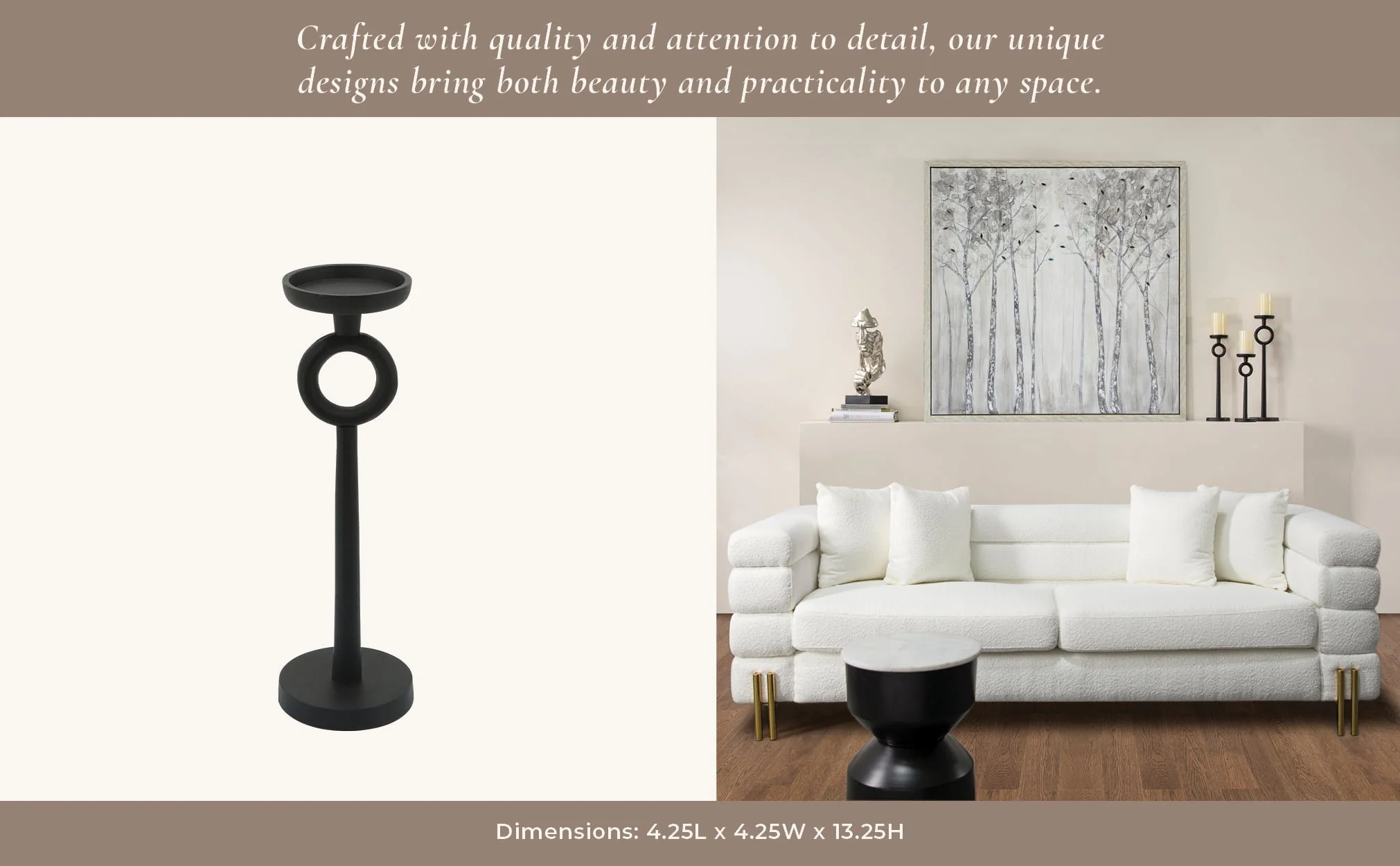 13"h Metal Candle Holder, Black - Image 10