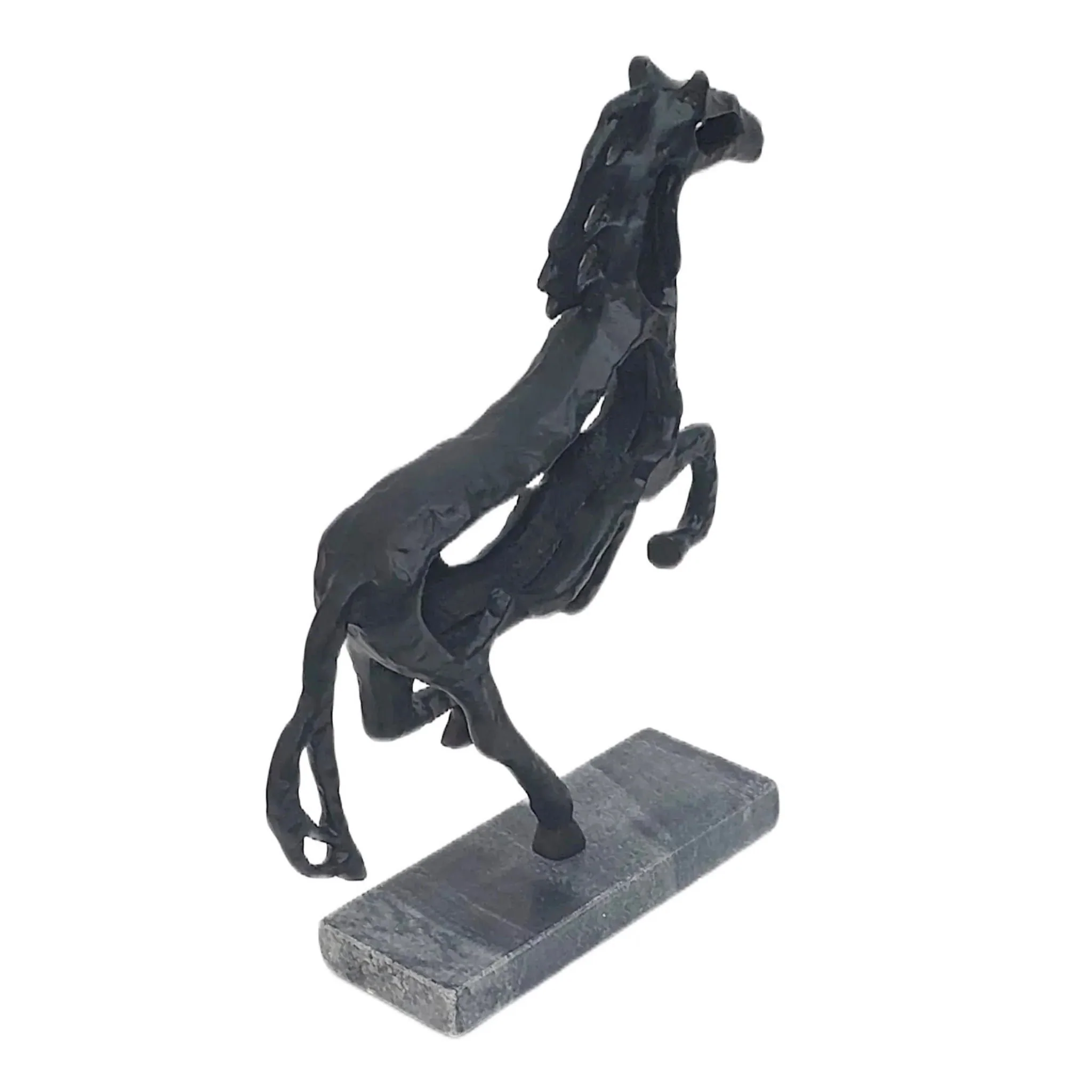 13x11" Galloping Horse On Marble Base, Black - Image 6