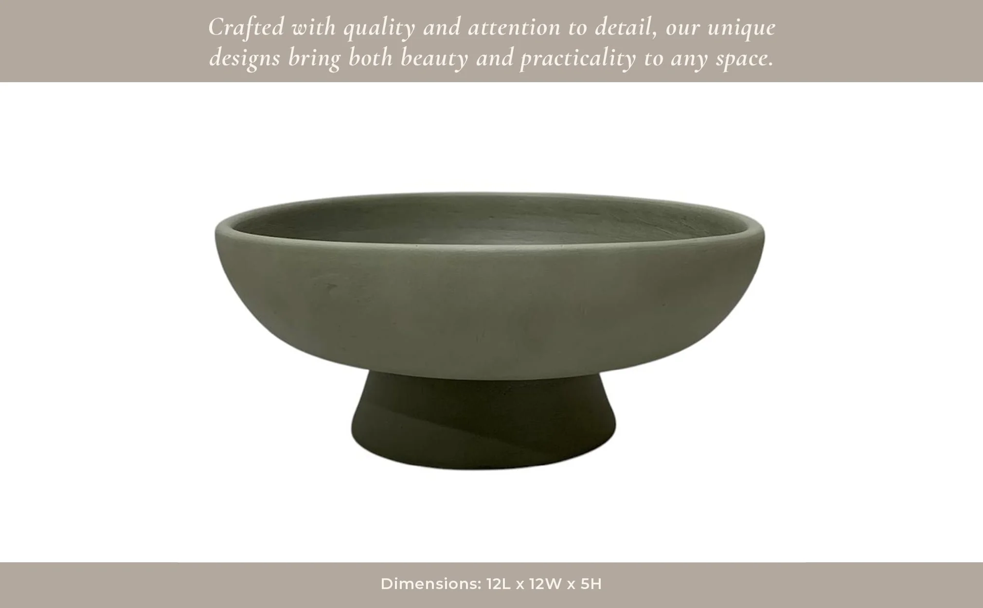 13x5" Terracotta Bowl On Pedestal, Sage Green - Image 11