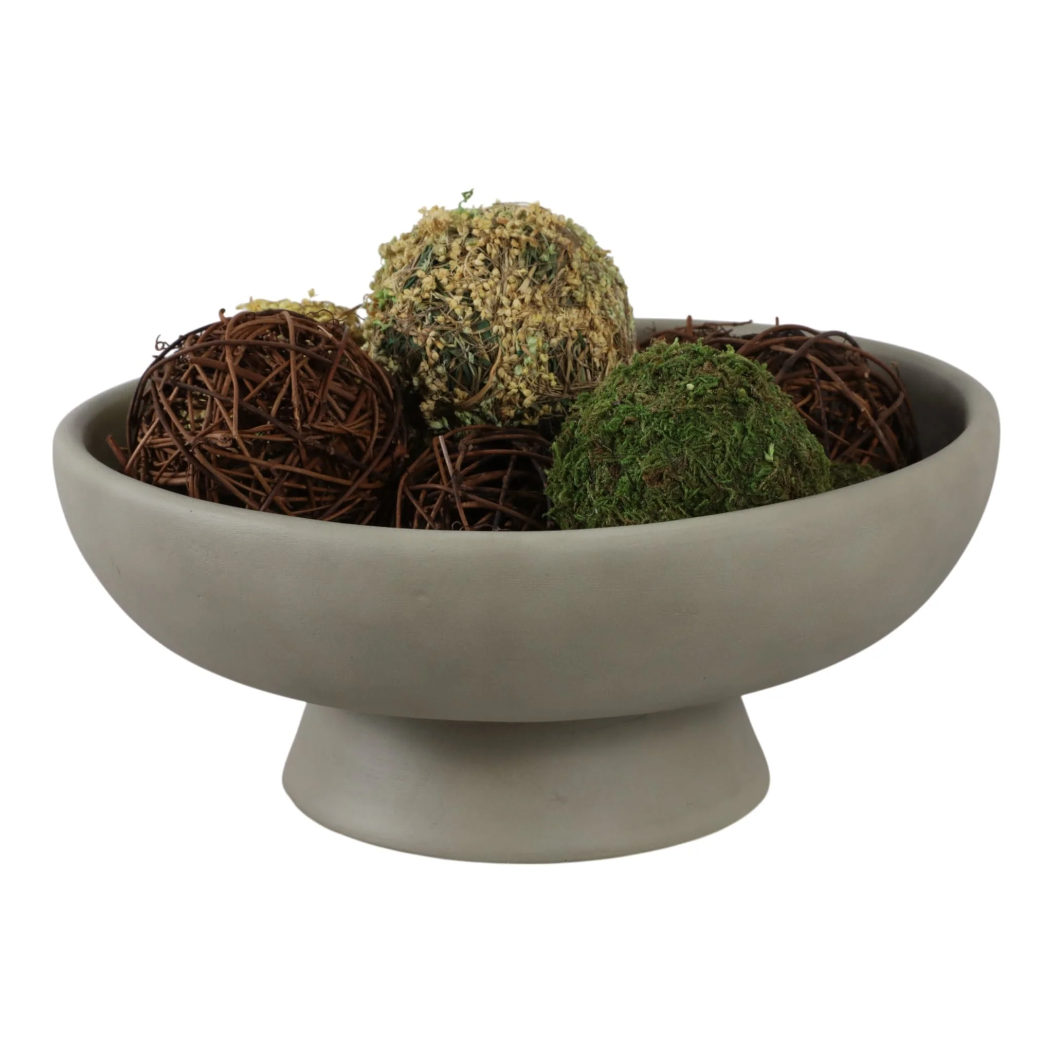 13x5" Terracotta Bowl On Pedestal, Sage Green - Image 2