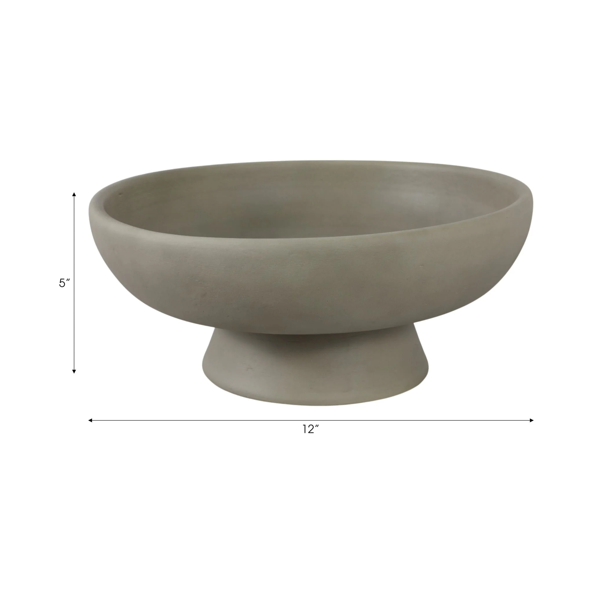 13x5" Terracotta Bowl On Pedestal, Sage Green - Image 8