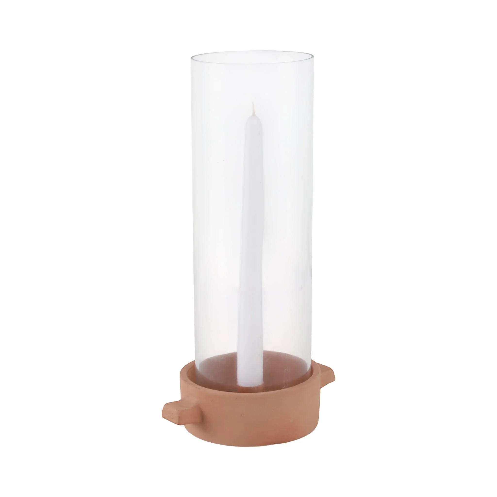 13x7" Terracotta Hurricane Taper Holder, Natural - Image 2