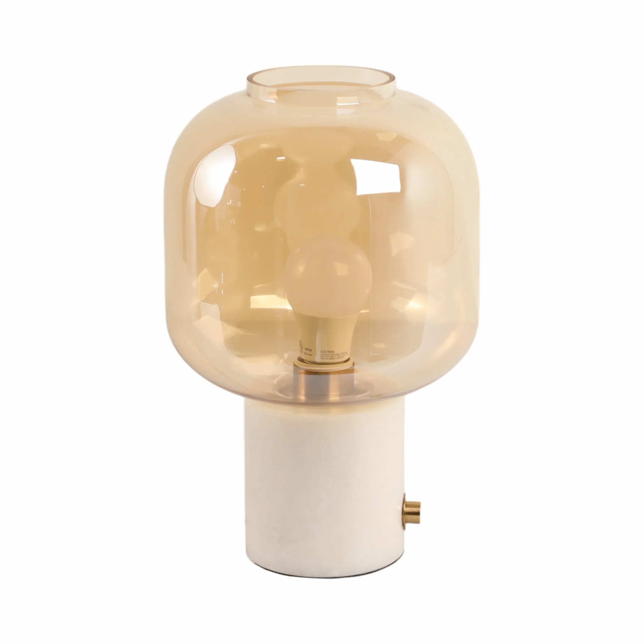 13x9" Glass Shade On Marble Base With Switch, Whit - Image 4