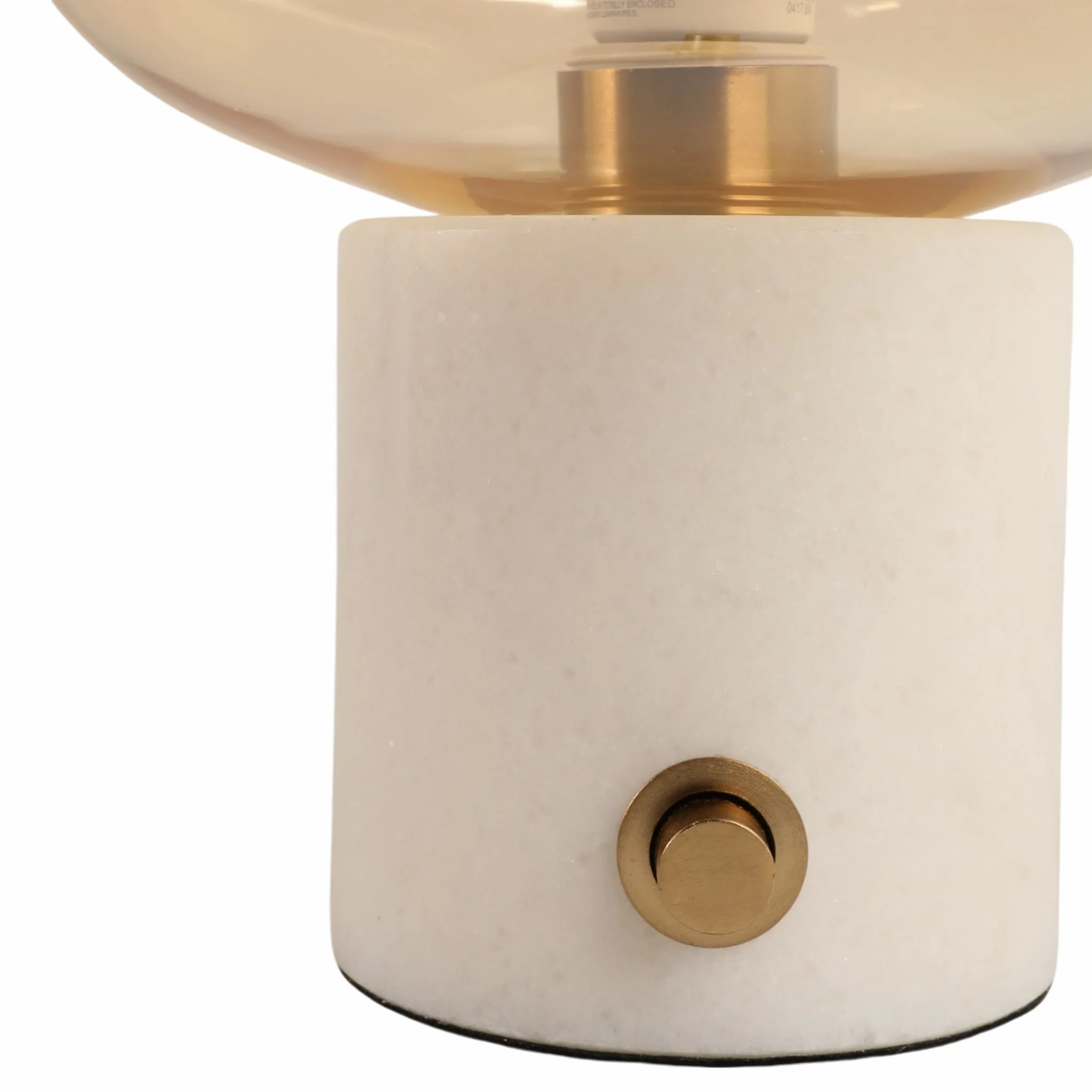 13x9" Glass Shade On Marble Base With Switch, Whit - Image 6