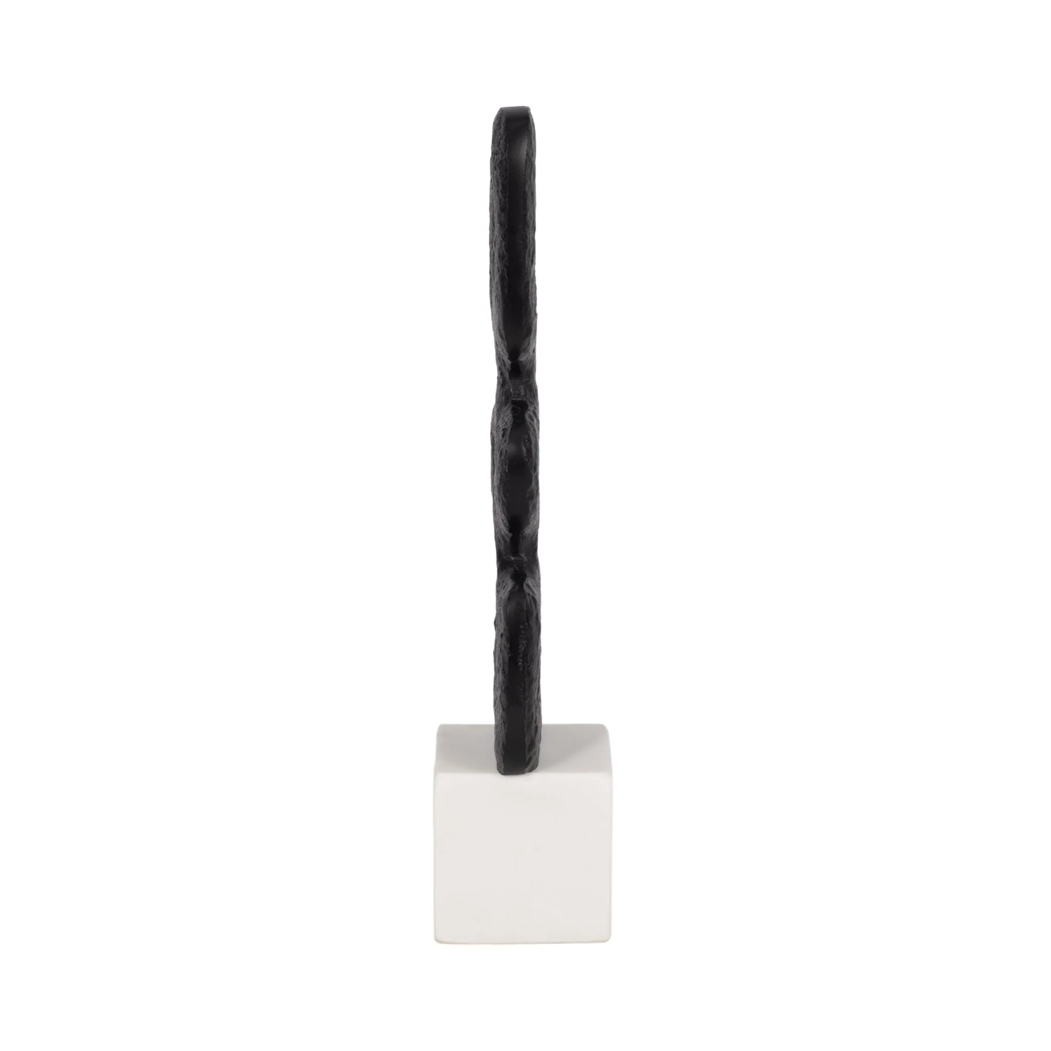 14" Abstract Totem Sculpture  Marble Base, Black/w - Image 3