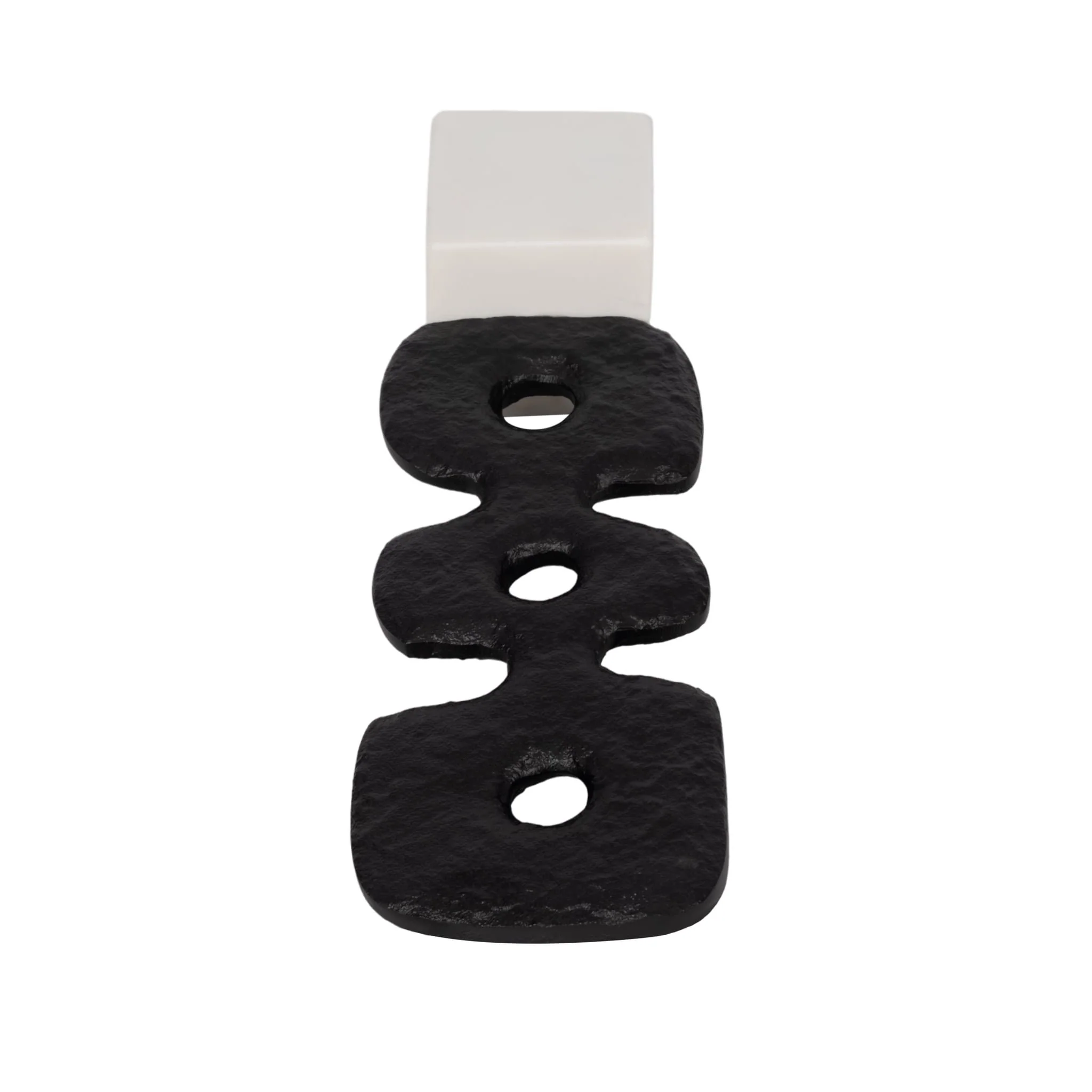 14" Abstract Totem Sculpture  Marble Base, Black/w - Image 5