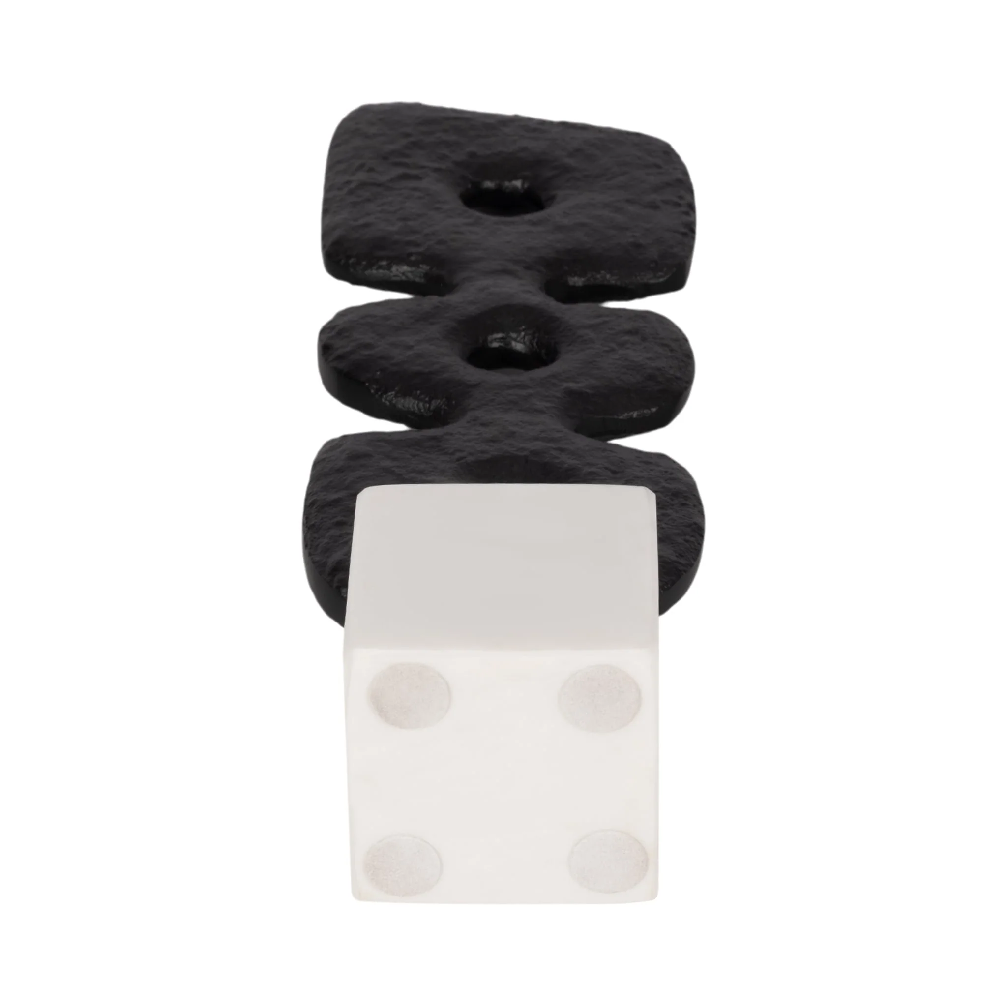 14" Abstract Totem Sculpture  Marble Base, Black/w - Image 6