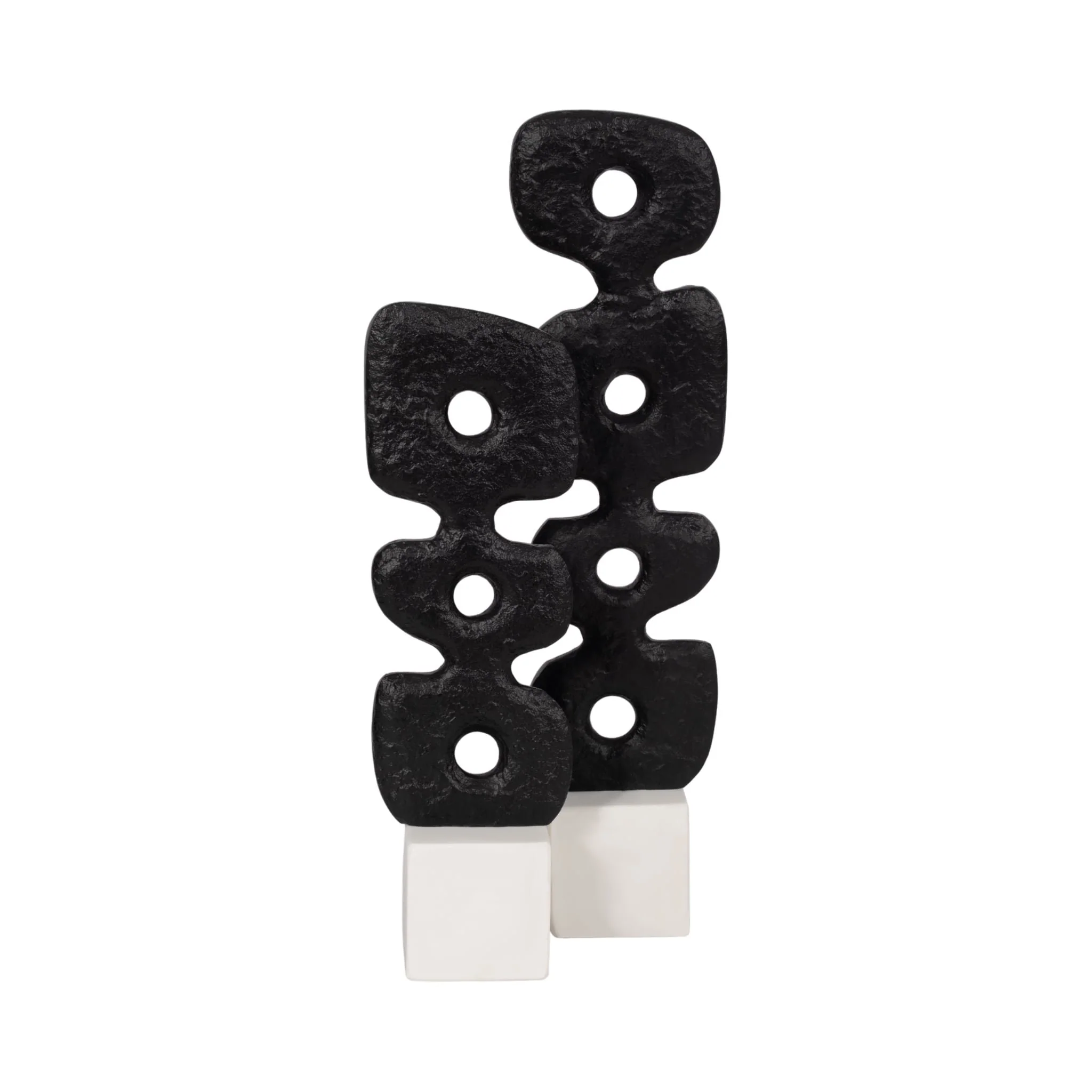 14" Abstract Totem Sculpture  Marble Base, Black/w - Image 7
