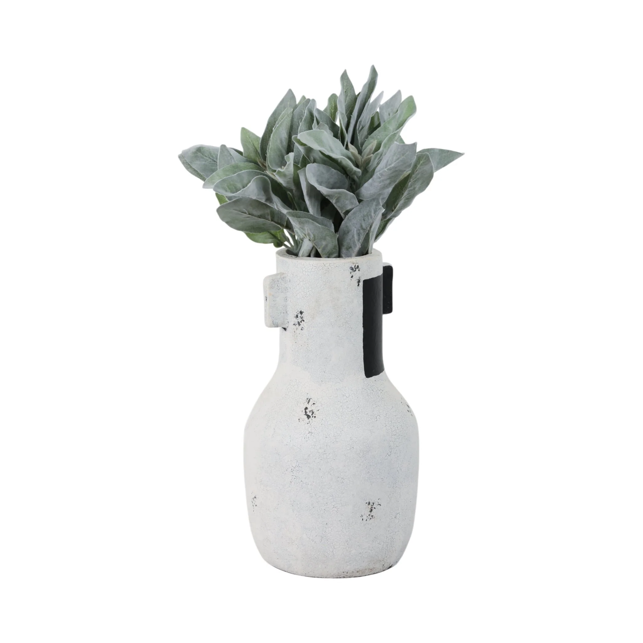 14" Black Patch Modern Terracotta Vase, Ivory/blk - Image 2