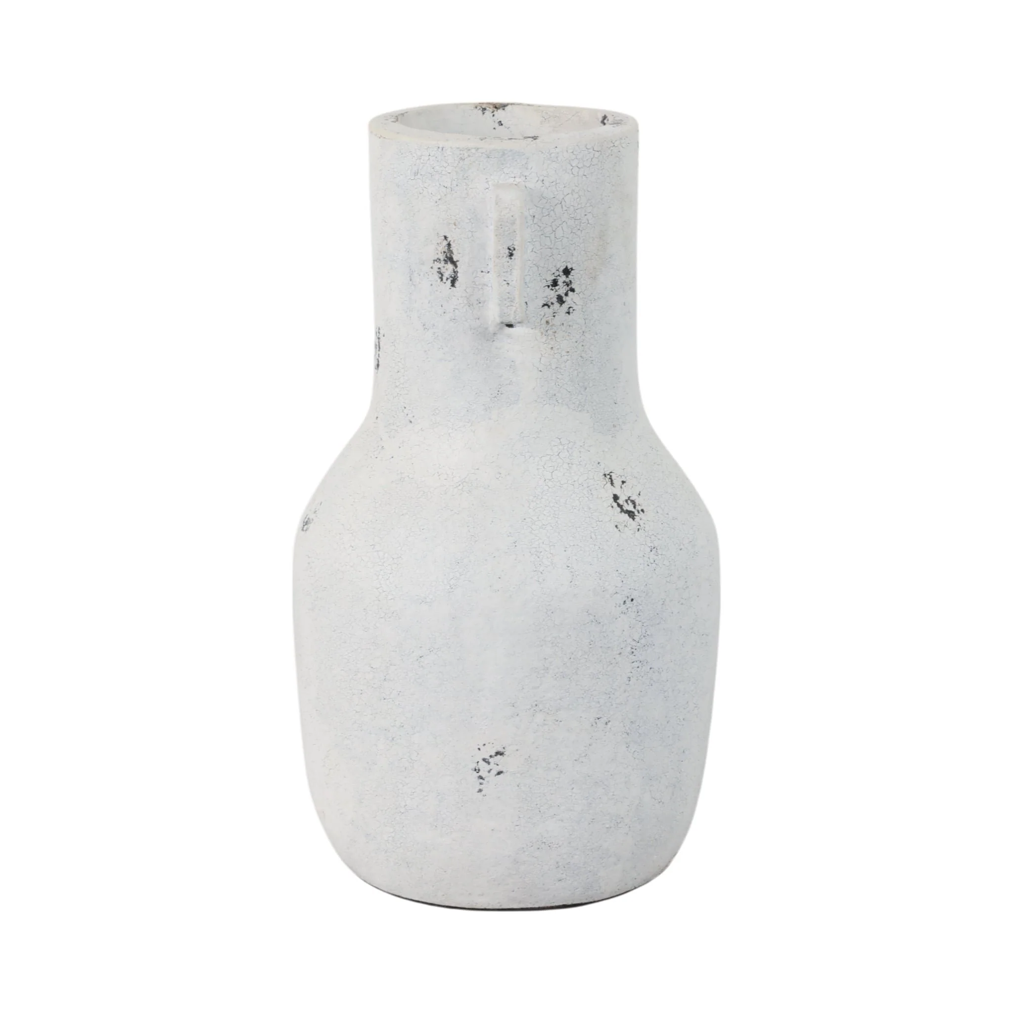 14" Black Patch Modern Terracotta Vase, Ivory/blk - Image 3