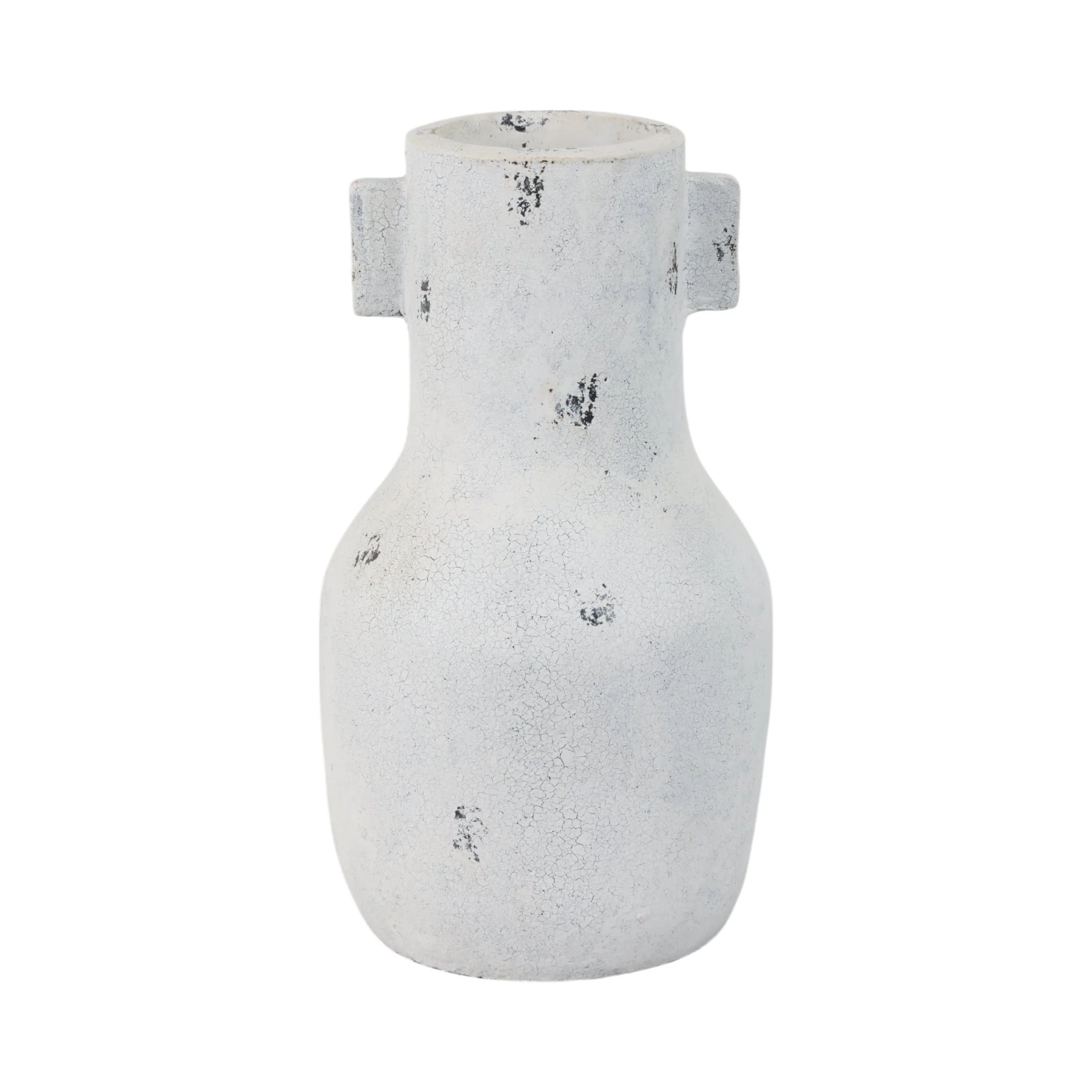 14" Black Patch Modern Terracotta Vase, Ivory/blk - Image 4