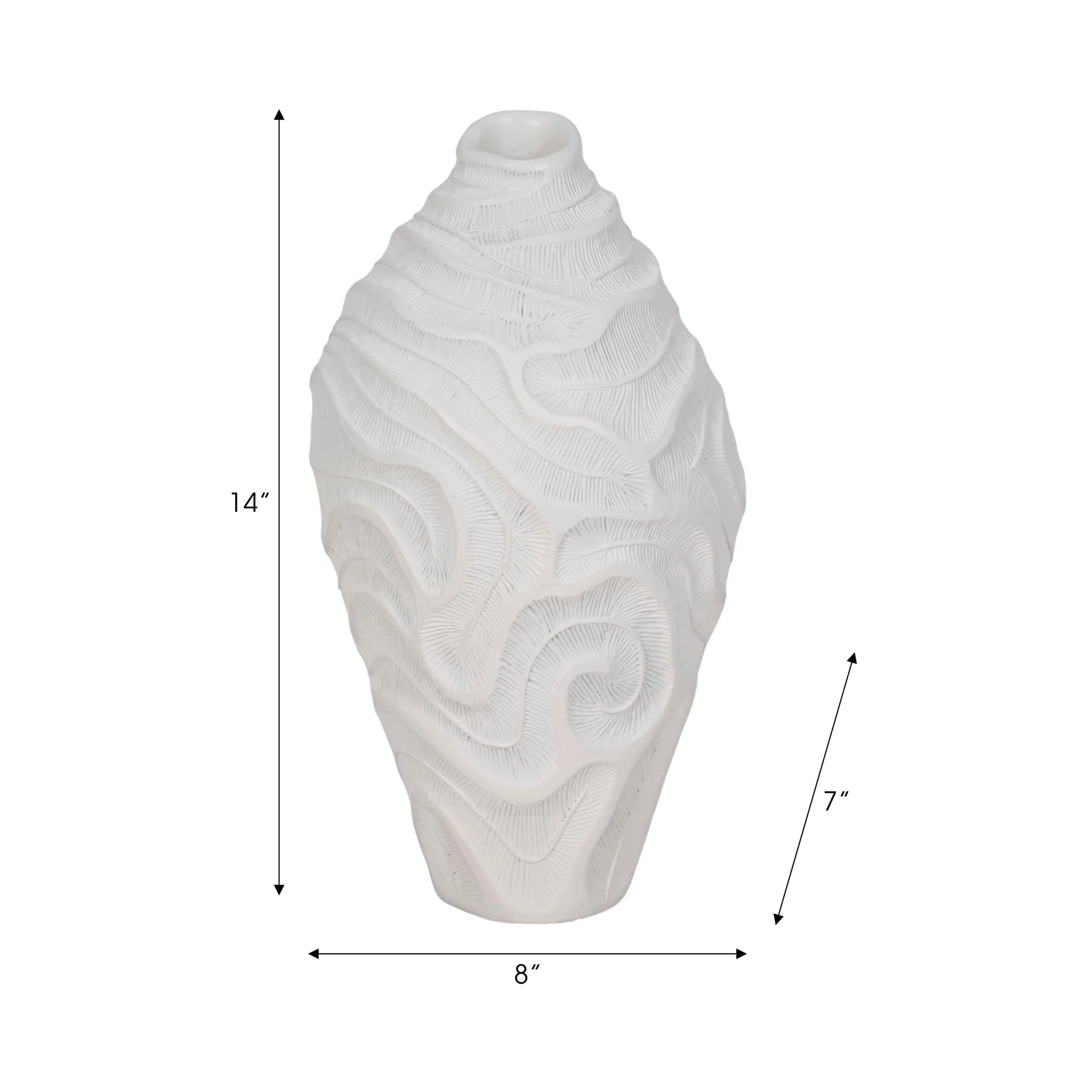 14" Coastal Coral Vase, White - Image 9