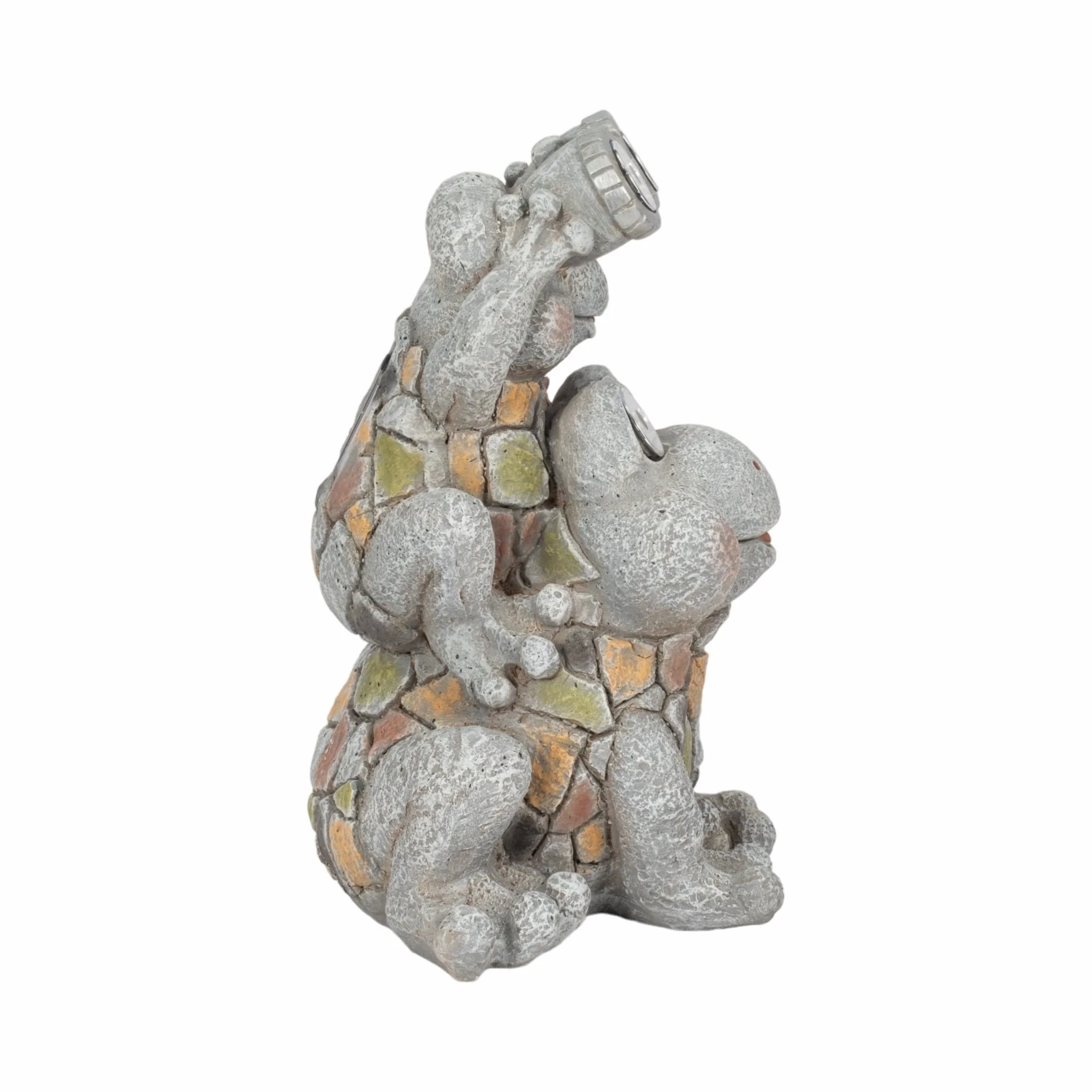 14" Frogs Piggy Back Ride Solar Eyes, Grey - Image 4