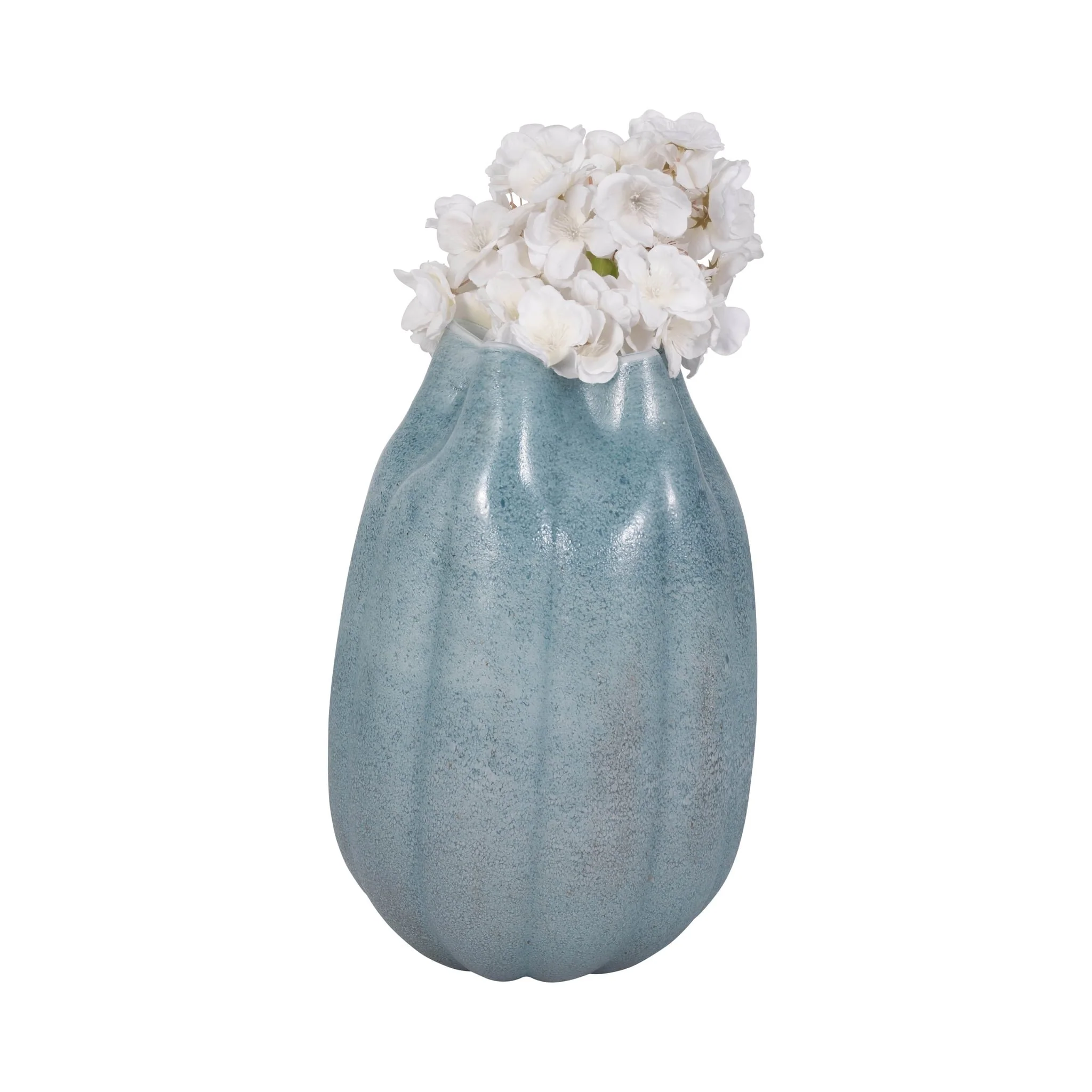 14" Glass Sea Urchin Vase, Blue - Image 2
