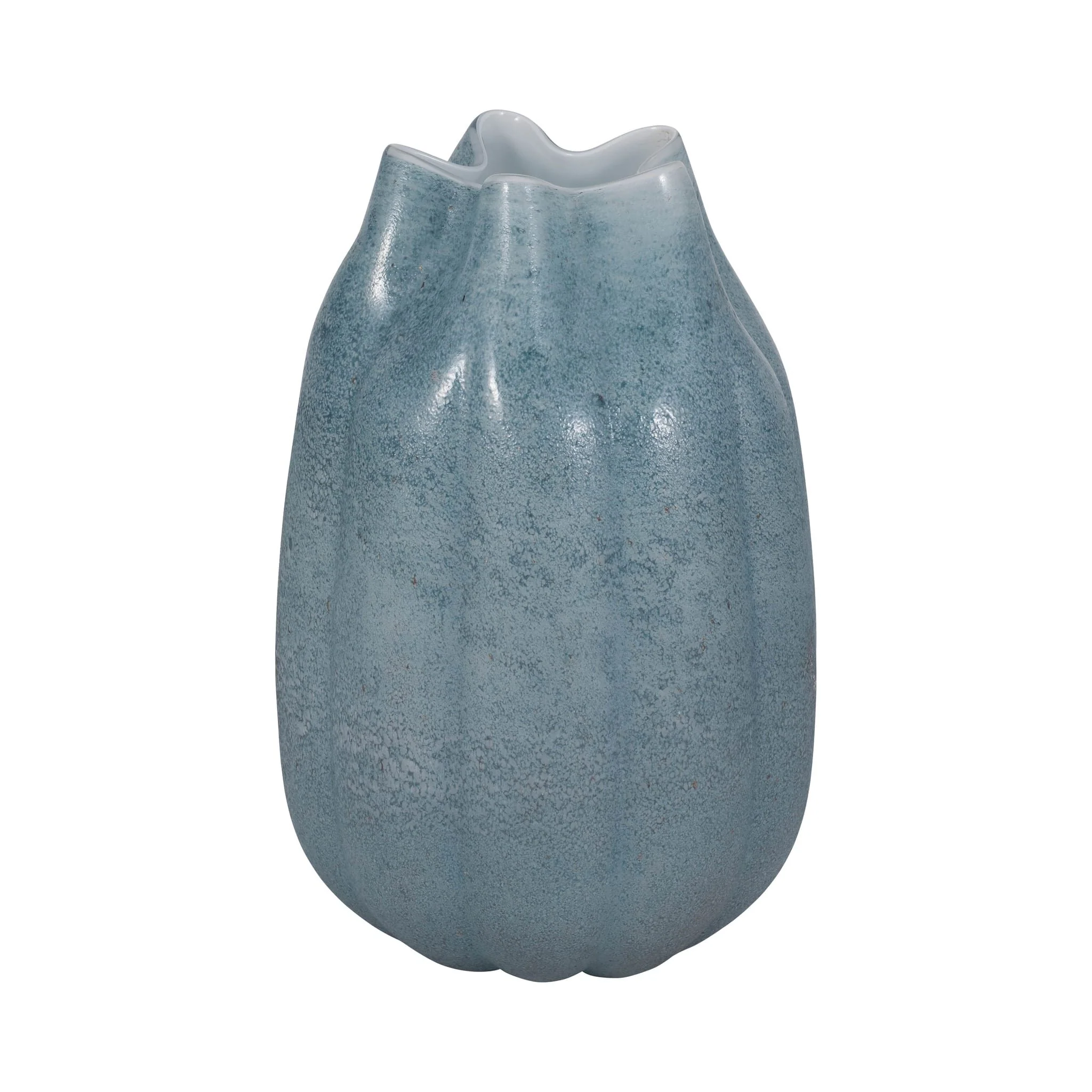 14" Glass Sea Urchin Vase, Blue - Image 3
