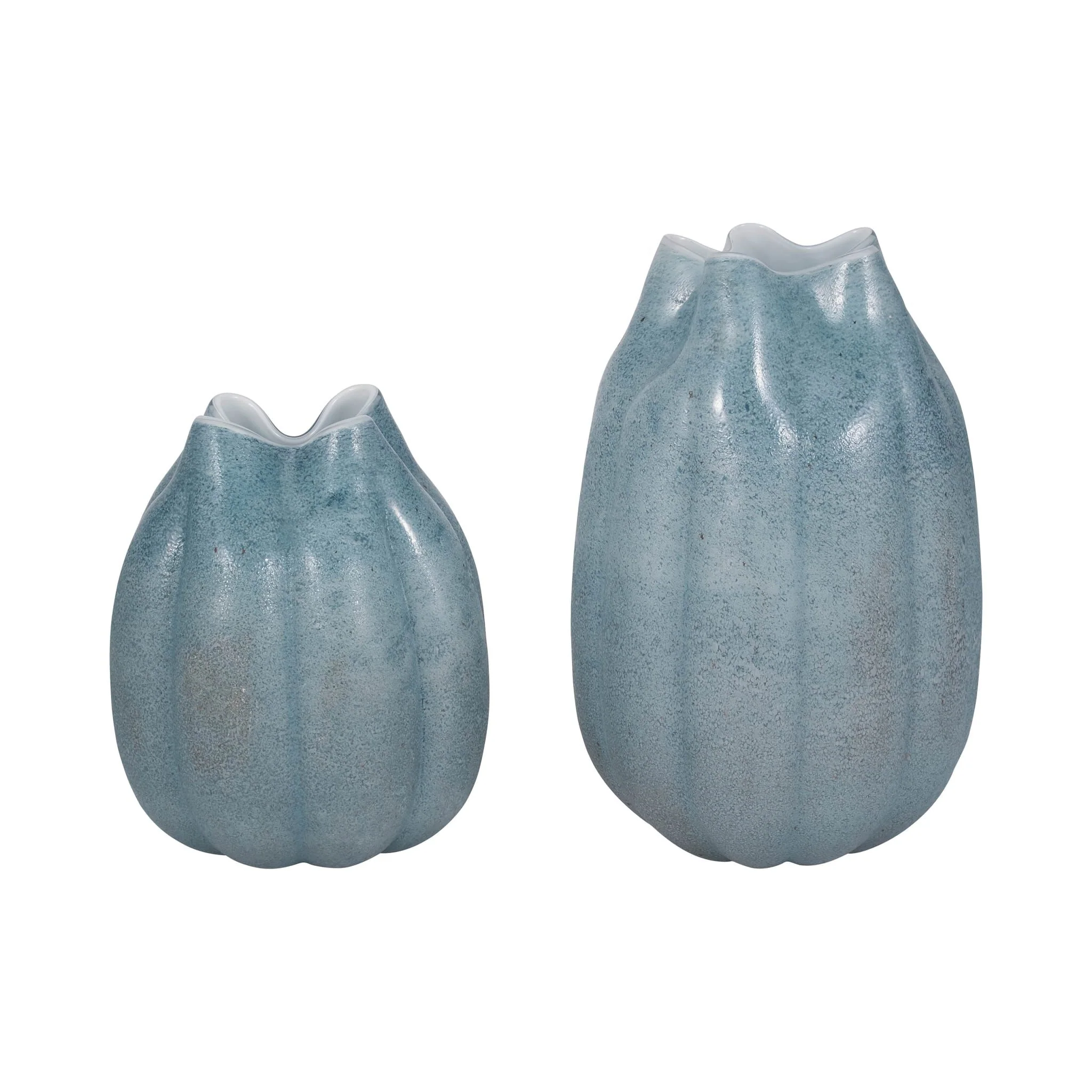 14" Glass Sea Urchin Vase, Blue - Image 7