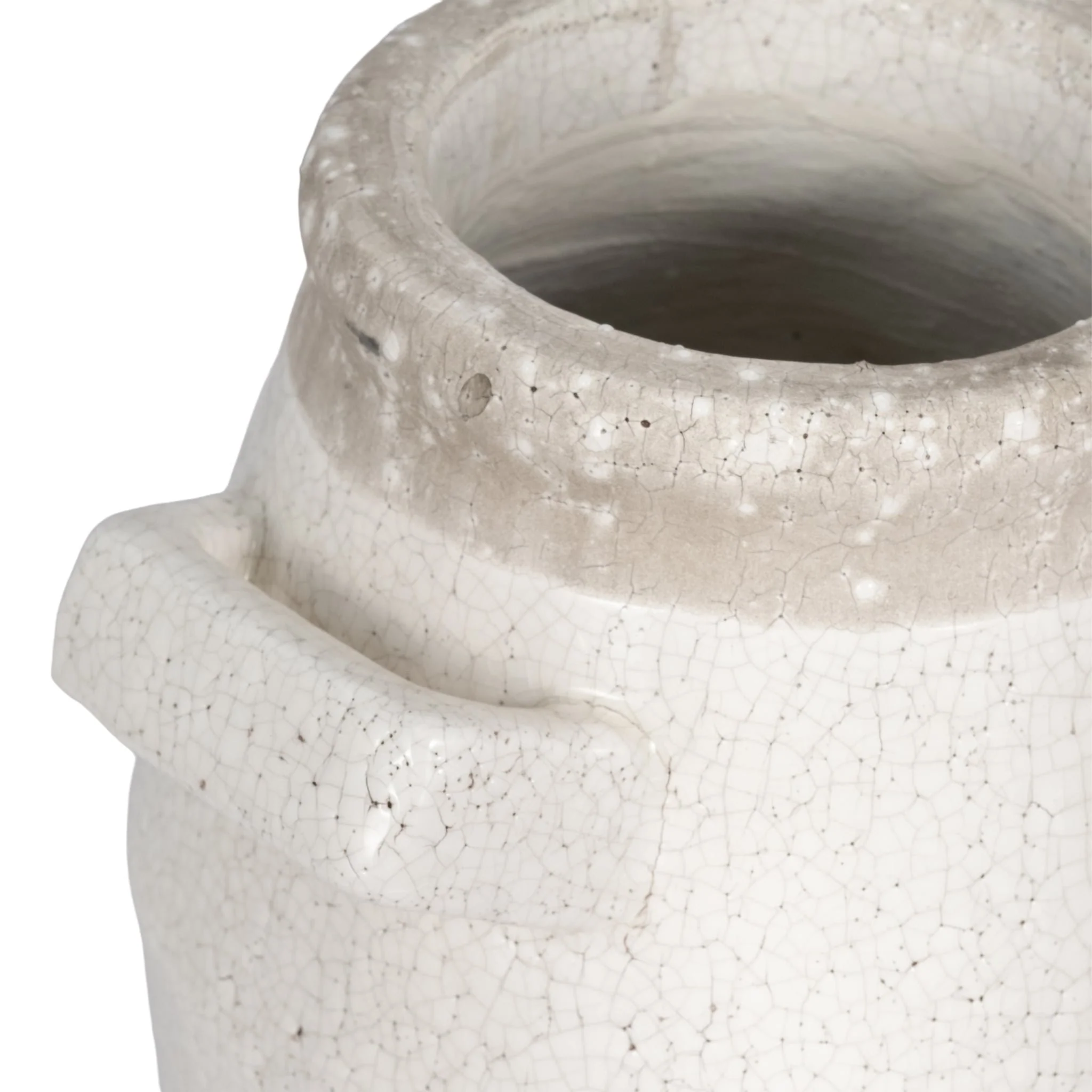 14" Squared Handle Crackle Vase, White/ - Image 5