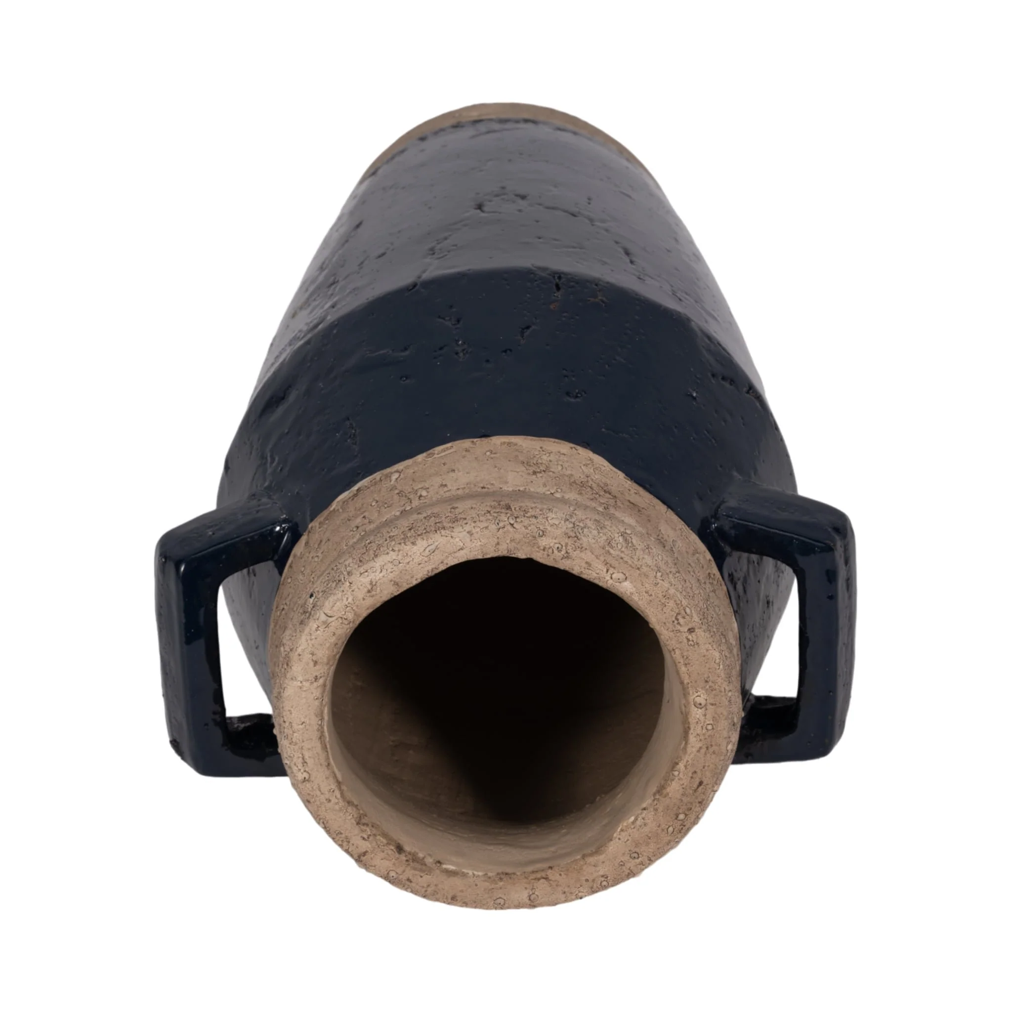 14" Squared Handle Vase, Navy/tan - Image 6