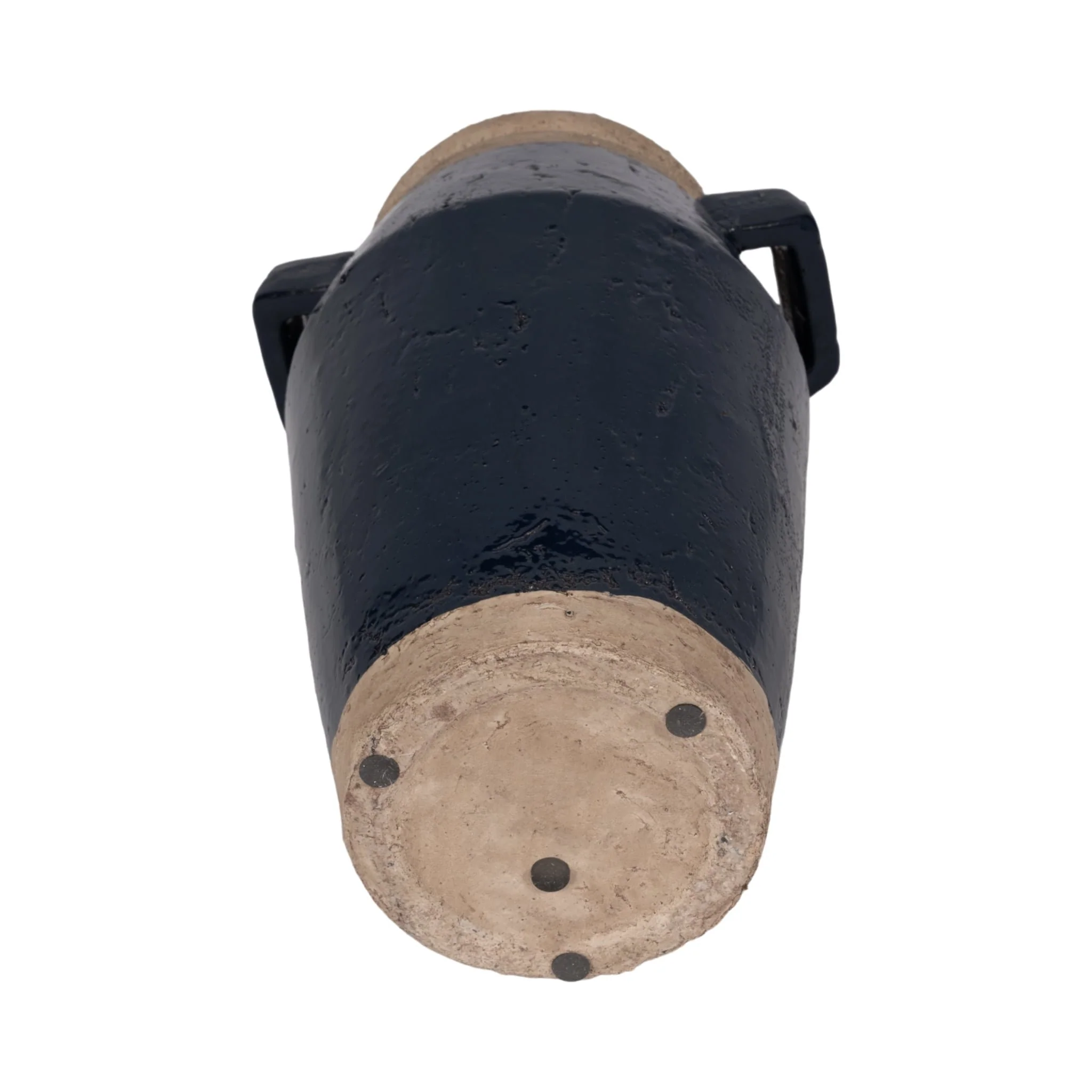 14" Squared Handle Vase, Navy/tan - Image 7