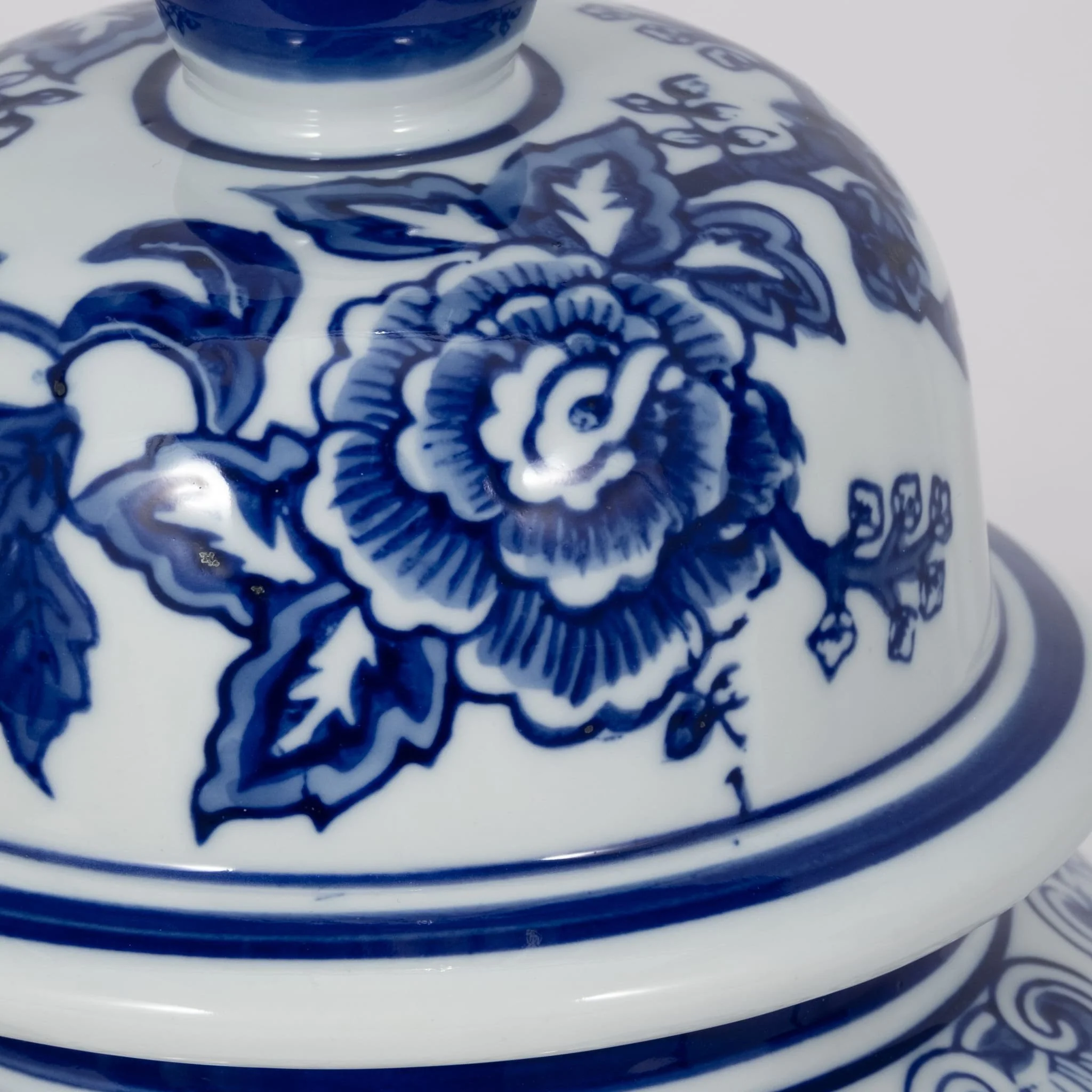 14" Temple Jar Bird/flower, Blue - Image 5
