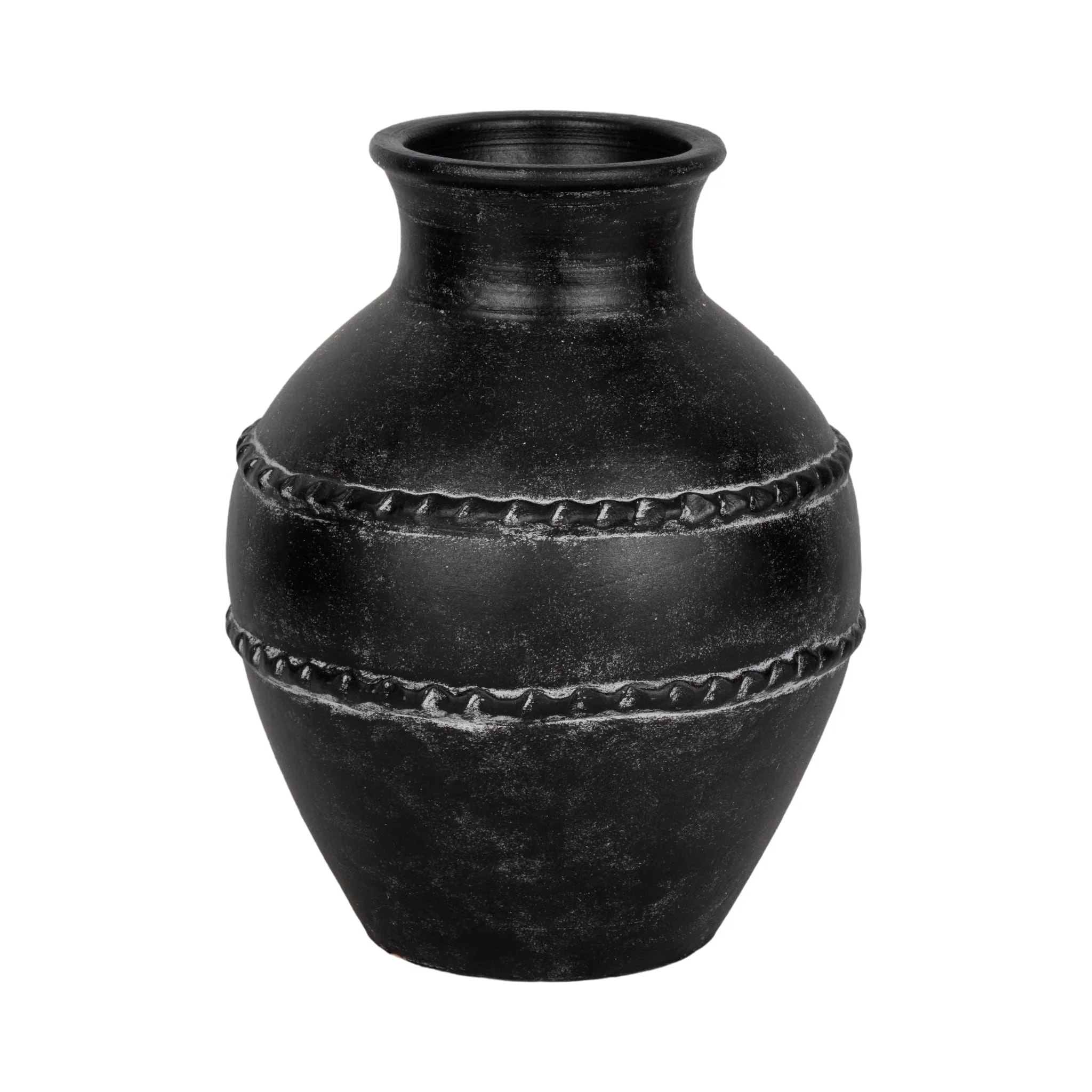 14" Traditional Terracotta Vase, Black - Image 3