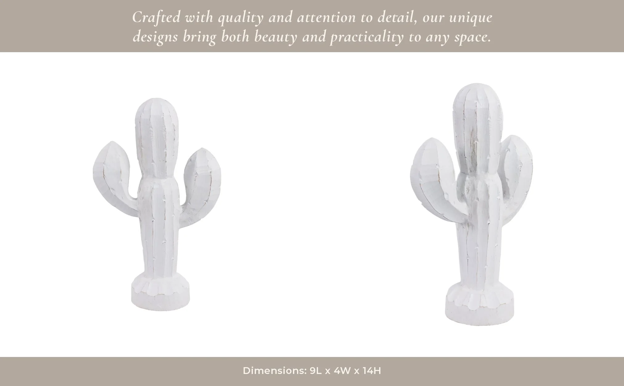 14" Wooden Cactus Decor, Wht - Image 13