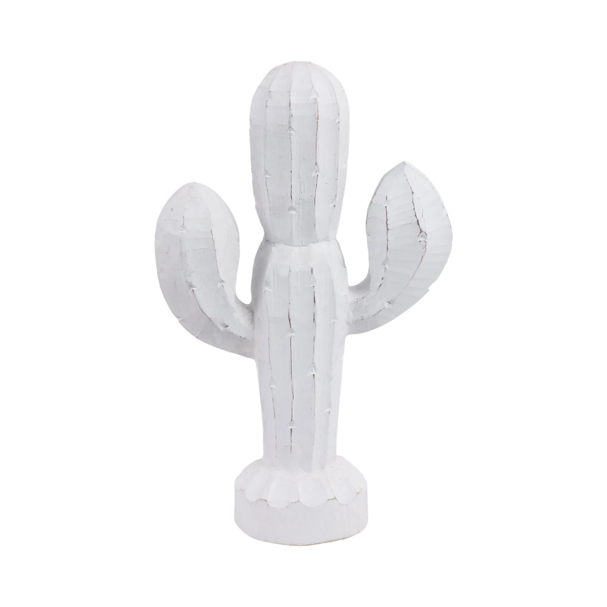 14" Wooden Cactus Decor, Wht - Image 4