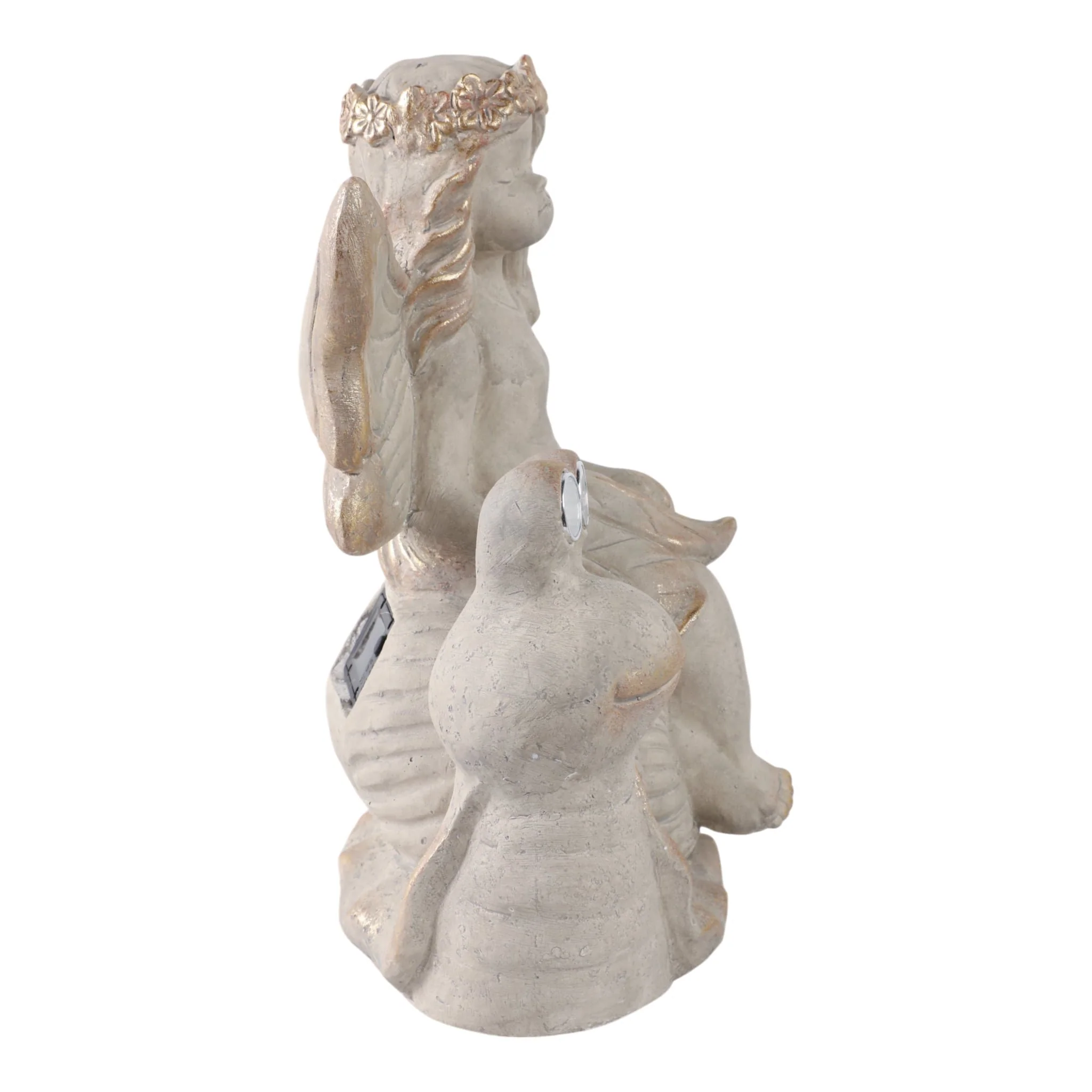 14"garden Fairy On Solar Snail, Ivory - Image 3