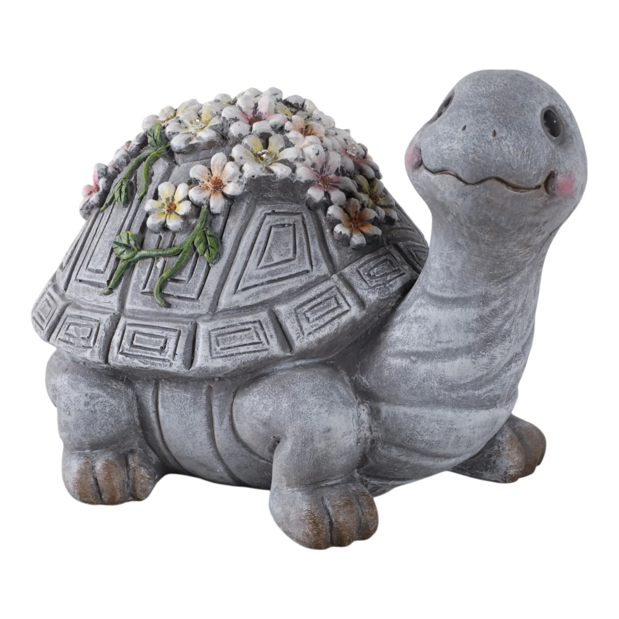 14x10" Turtle With Solar Flowers, Grey Multi - Image 2