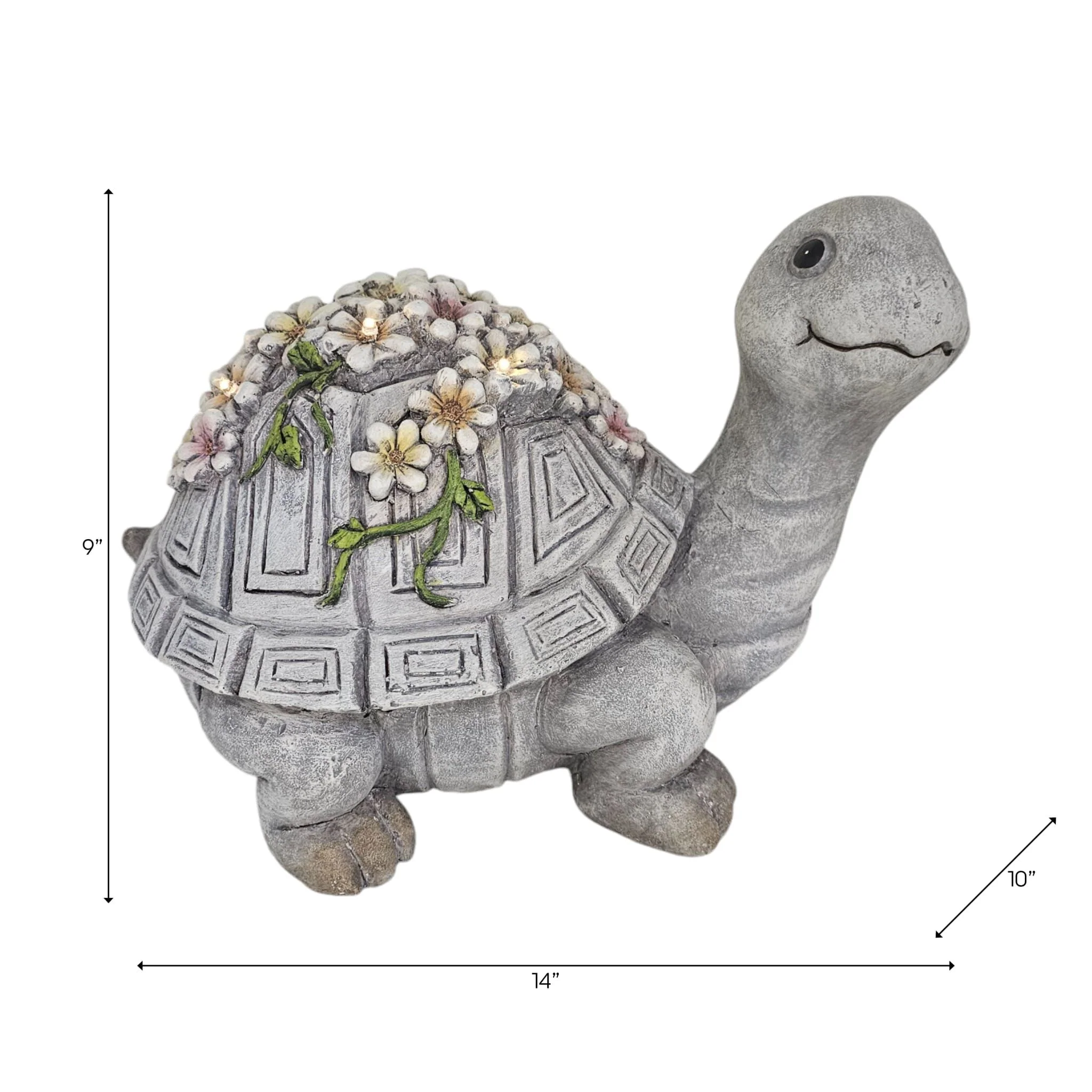 14x10" Turtle With Solar Flowers, Grey Multi - Image 9