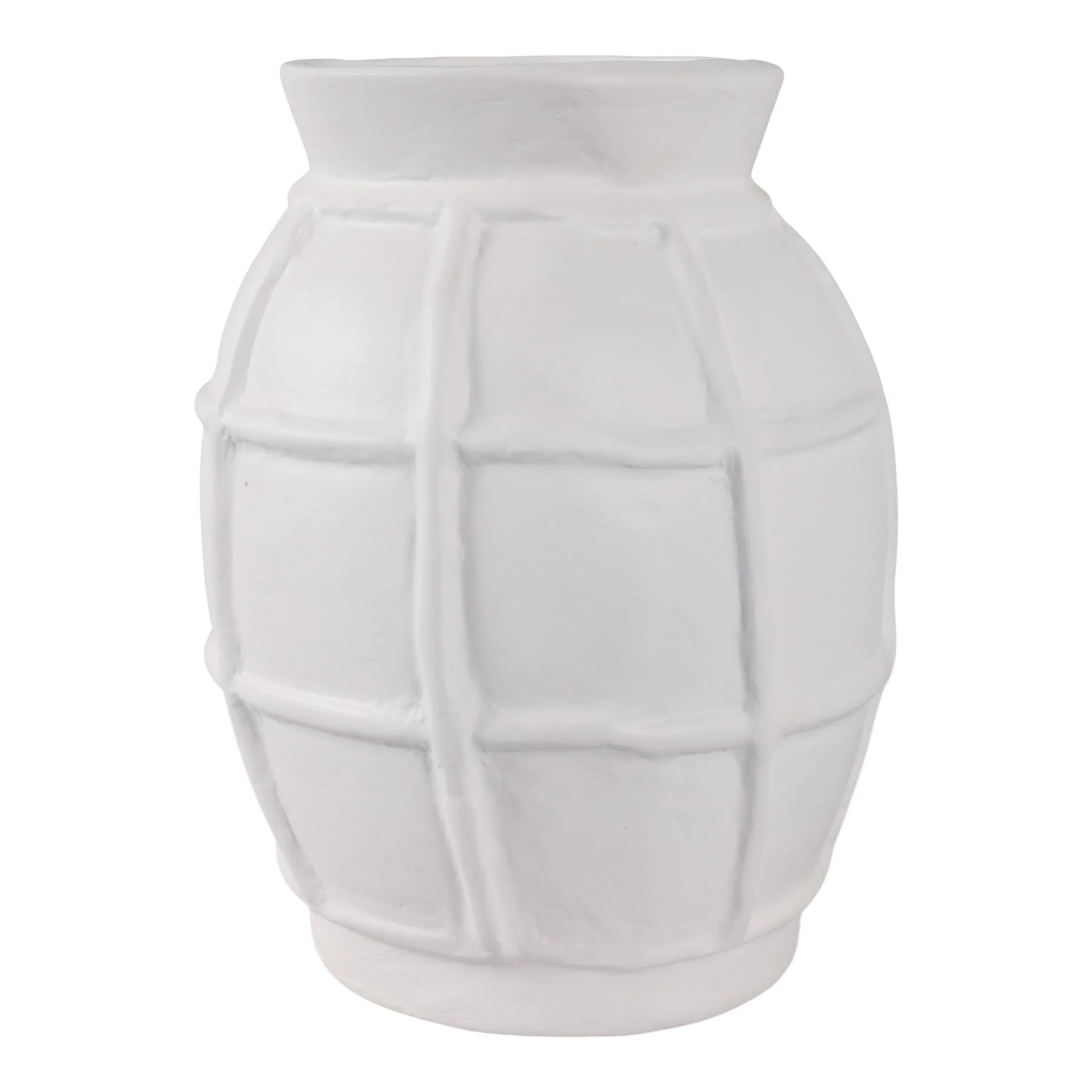 14x11" Windowpane Paper Mache Vase, White - Image 3
