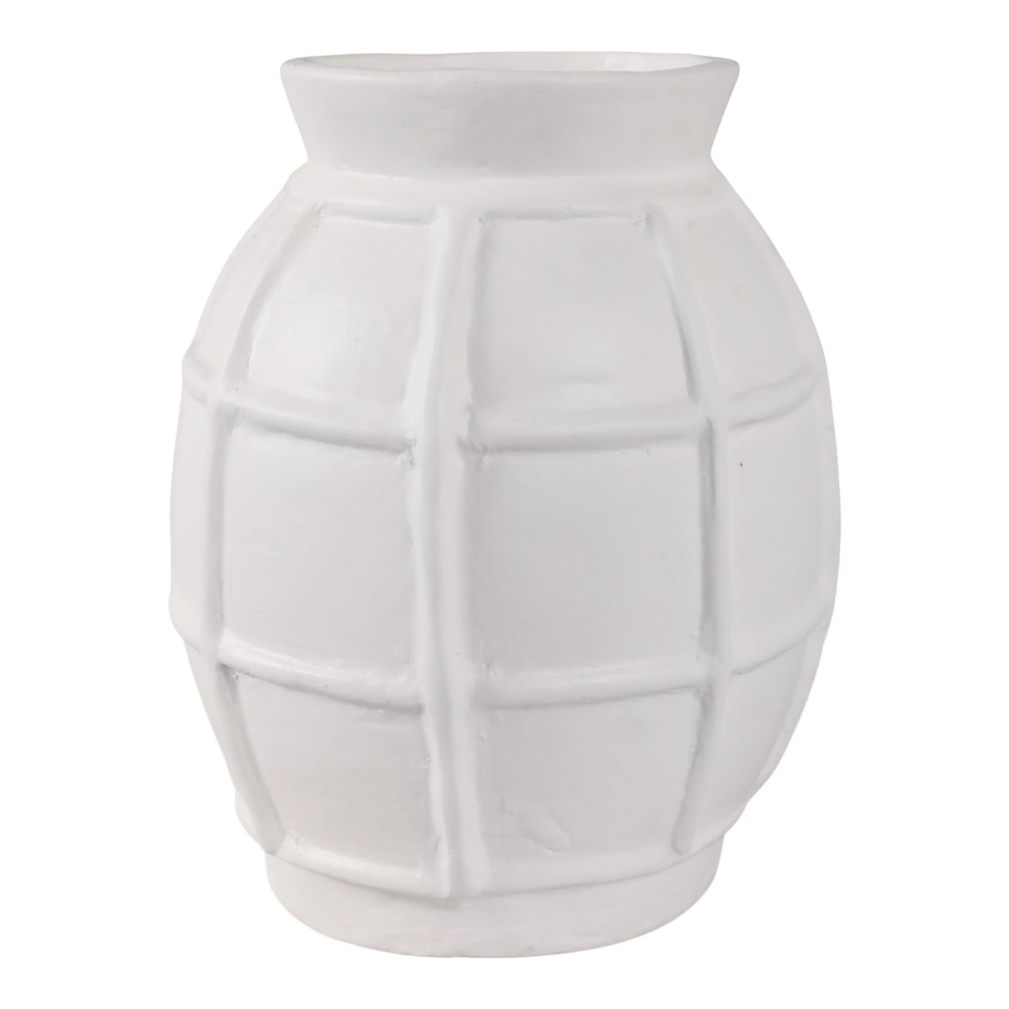 14x11" Windowpane Paper Mache Vase, White - Image 4